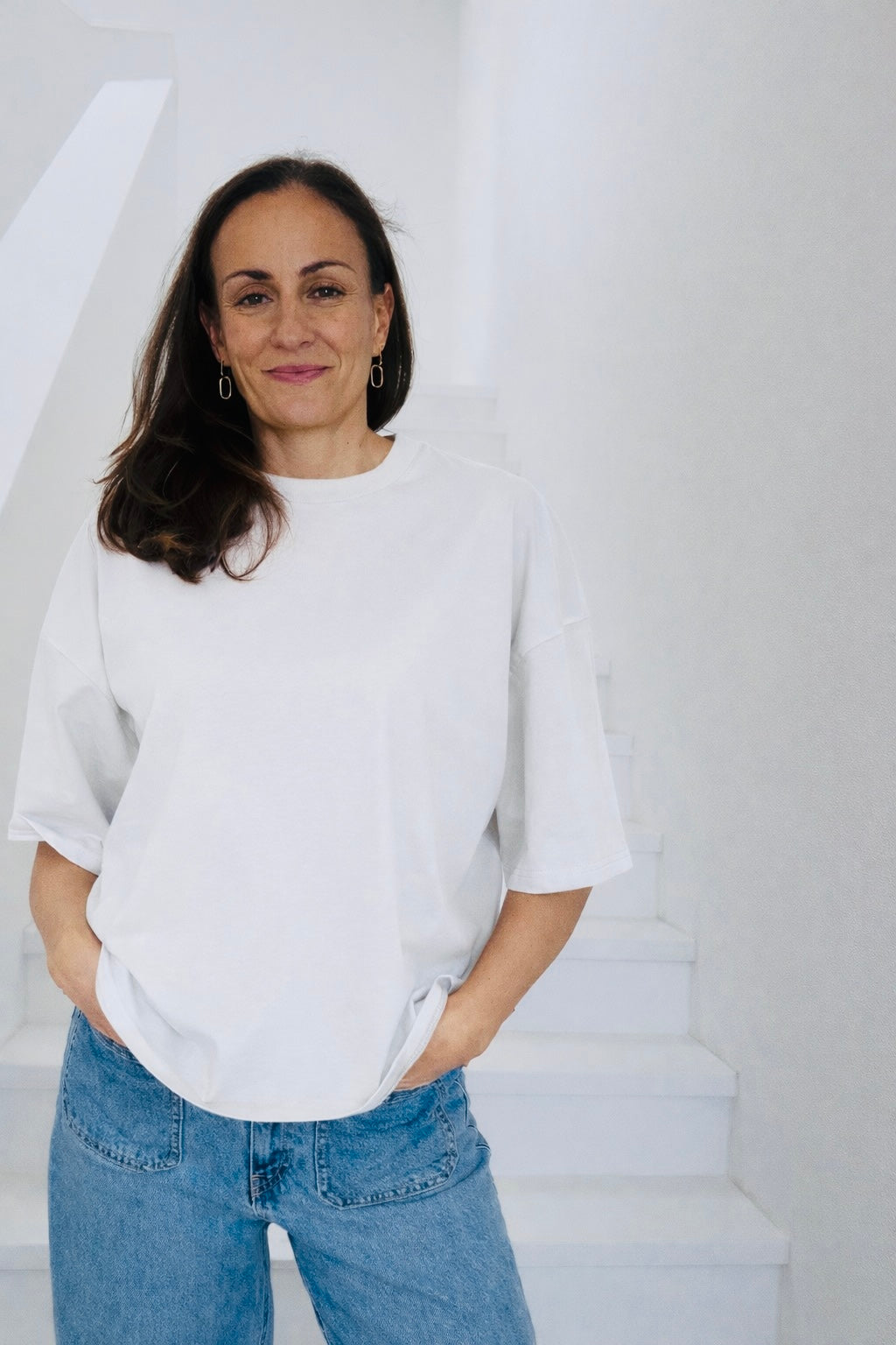 Shirt oversized UNE REBELLE weiß/ neon pink