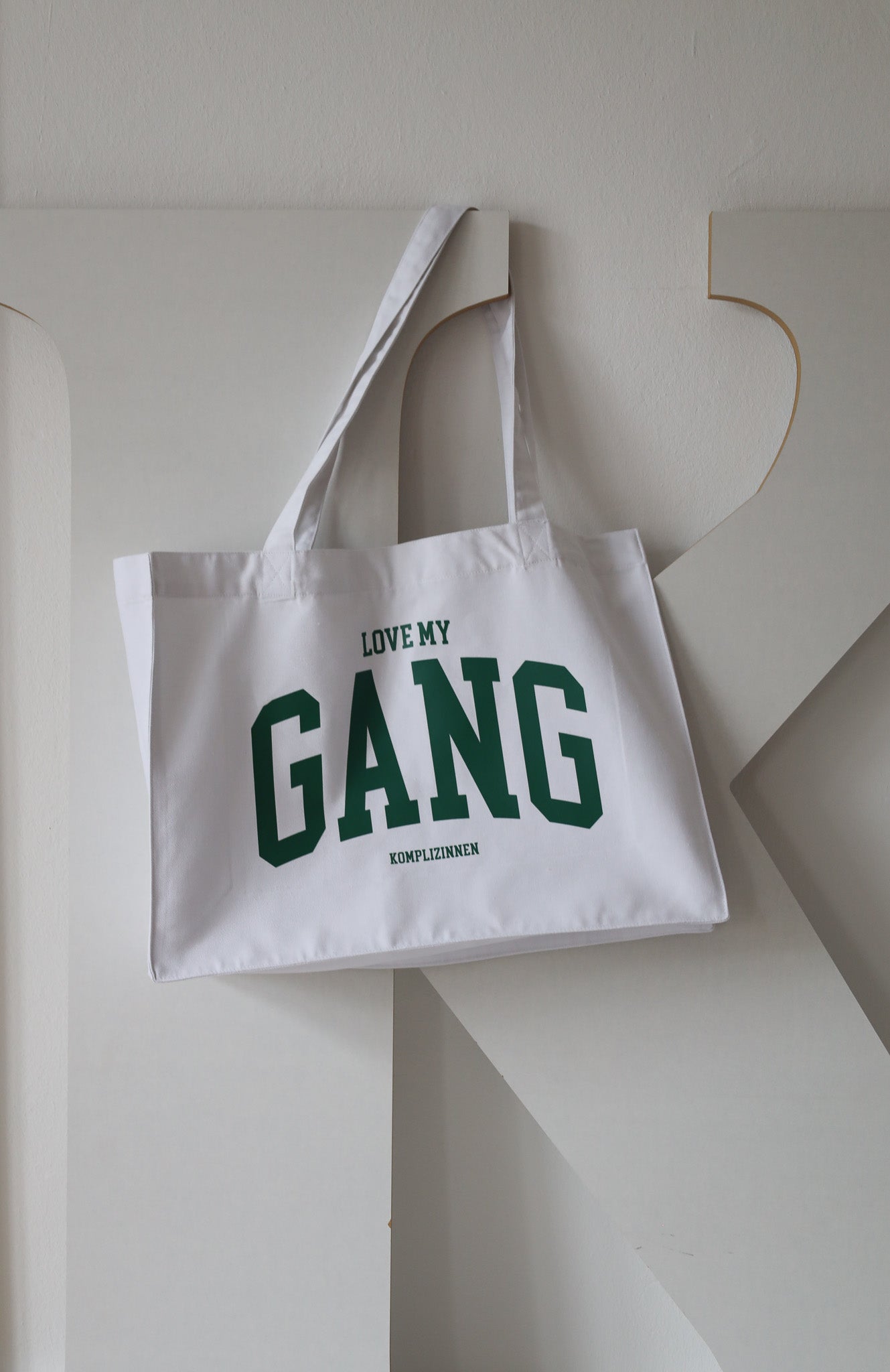 LOVE MY GANG Shopper XL white/ green