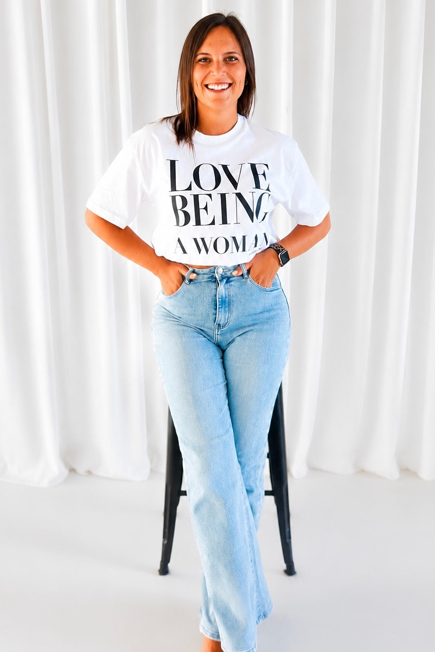 Shirt LOVE BEING A WOMAN white/ black