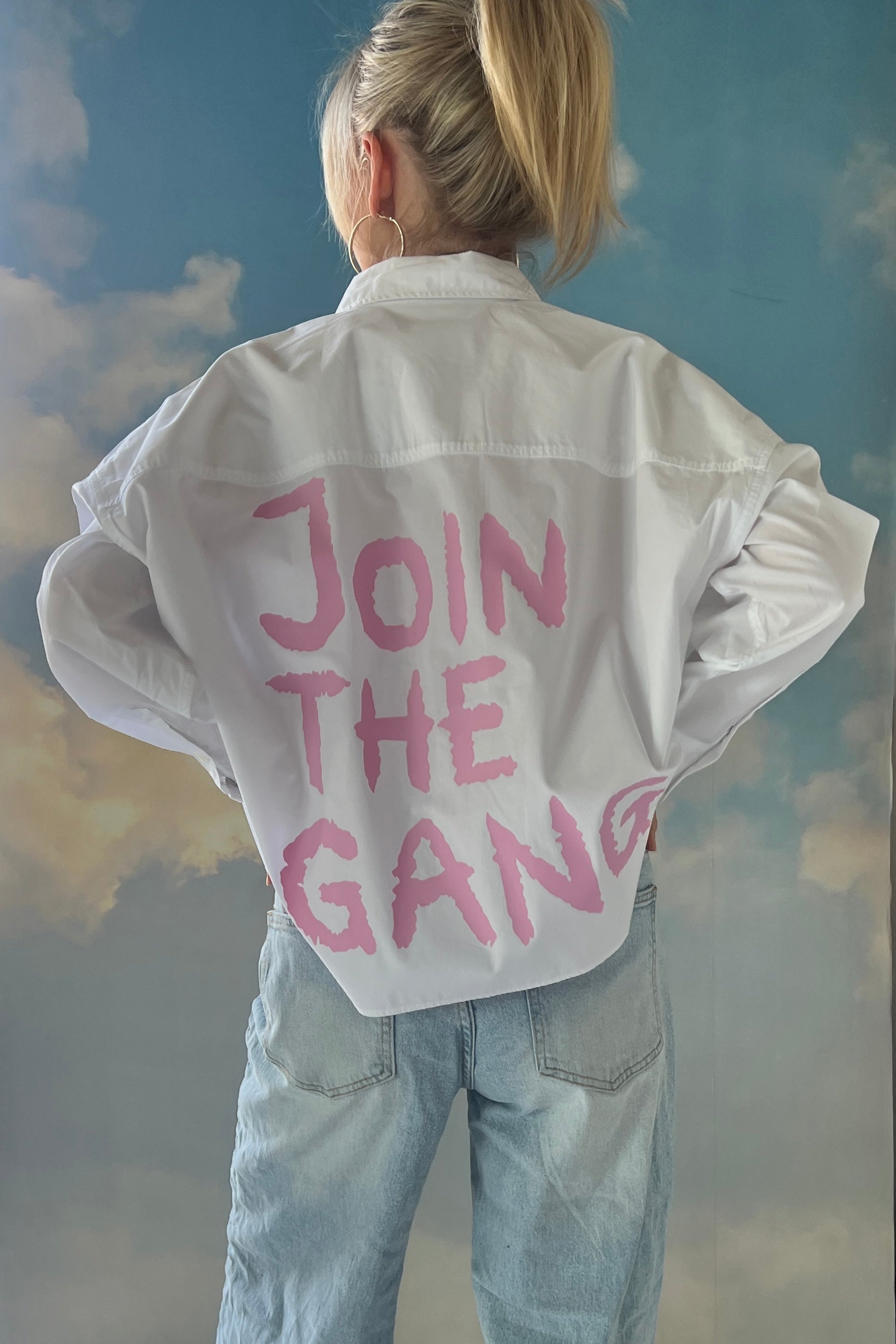 Bluse Crop JOIN THE GANG white/ rosé
