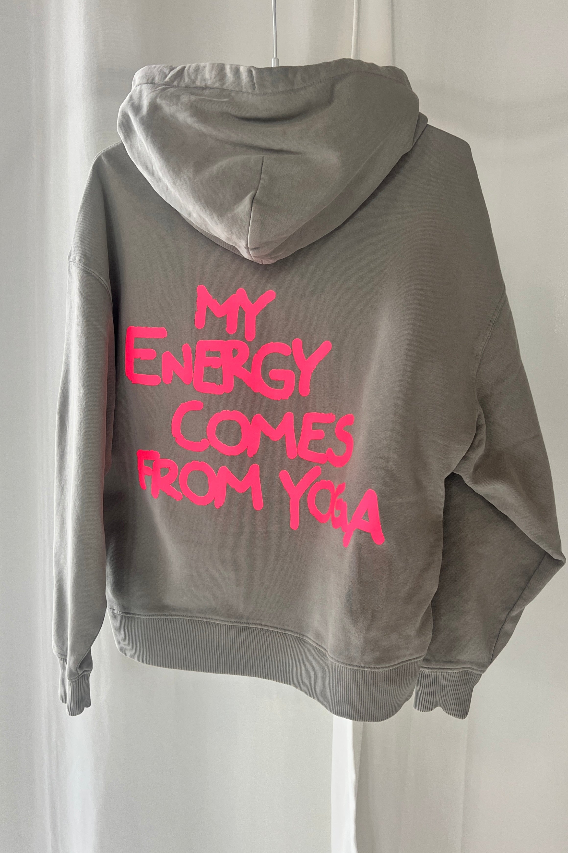 Hoodie ENERGY stone grey/ neon pink