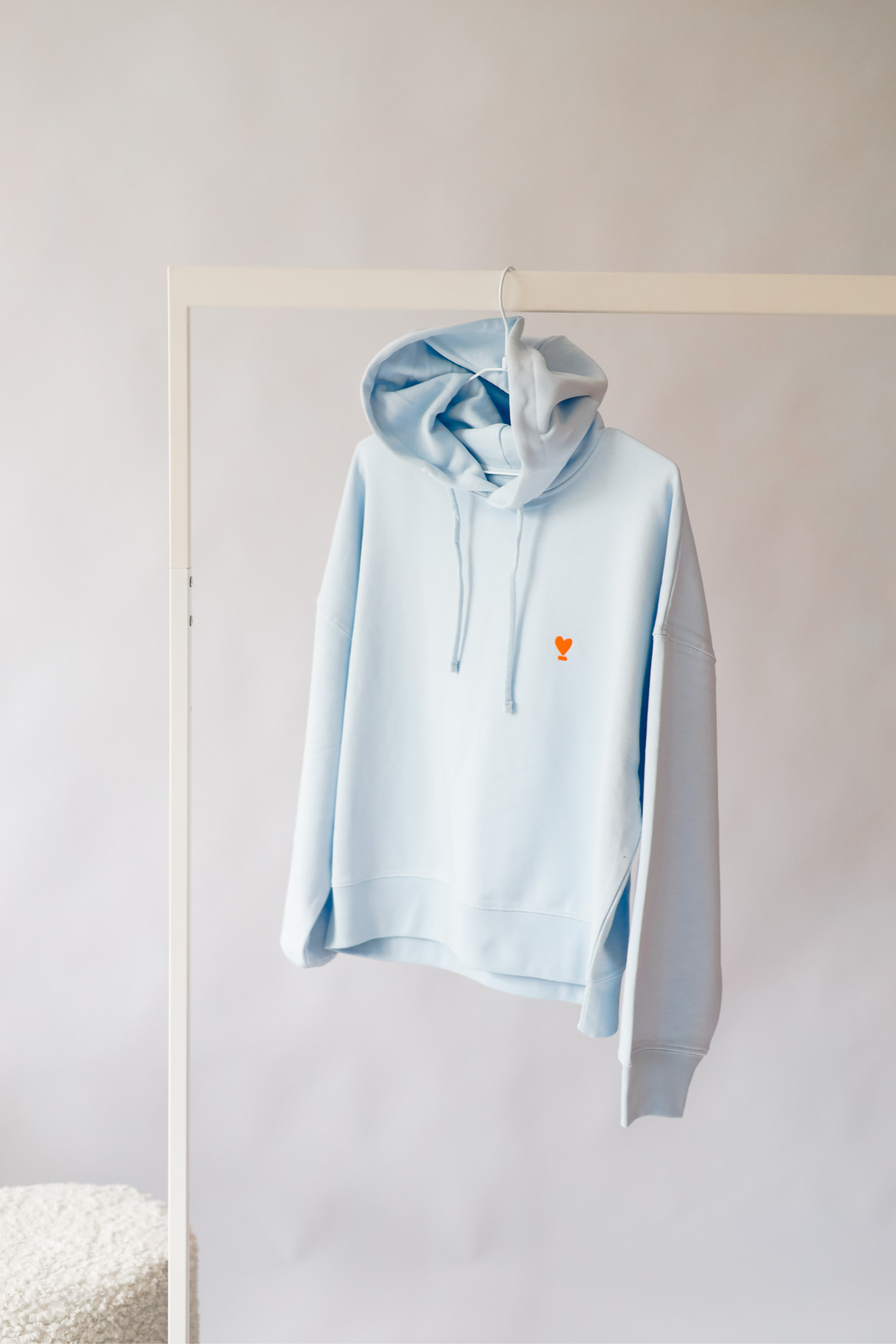 Hoodie Crop WE LIFT LOVE sky blue/ neon-orange