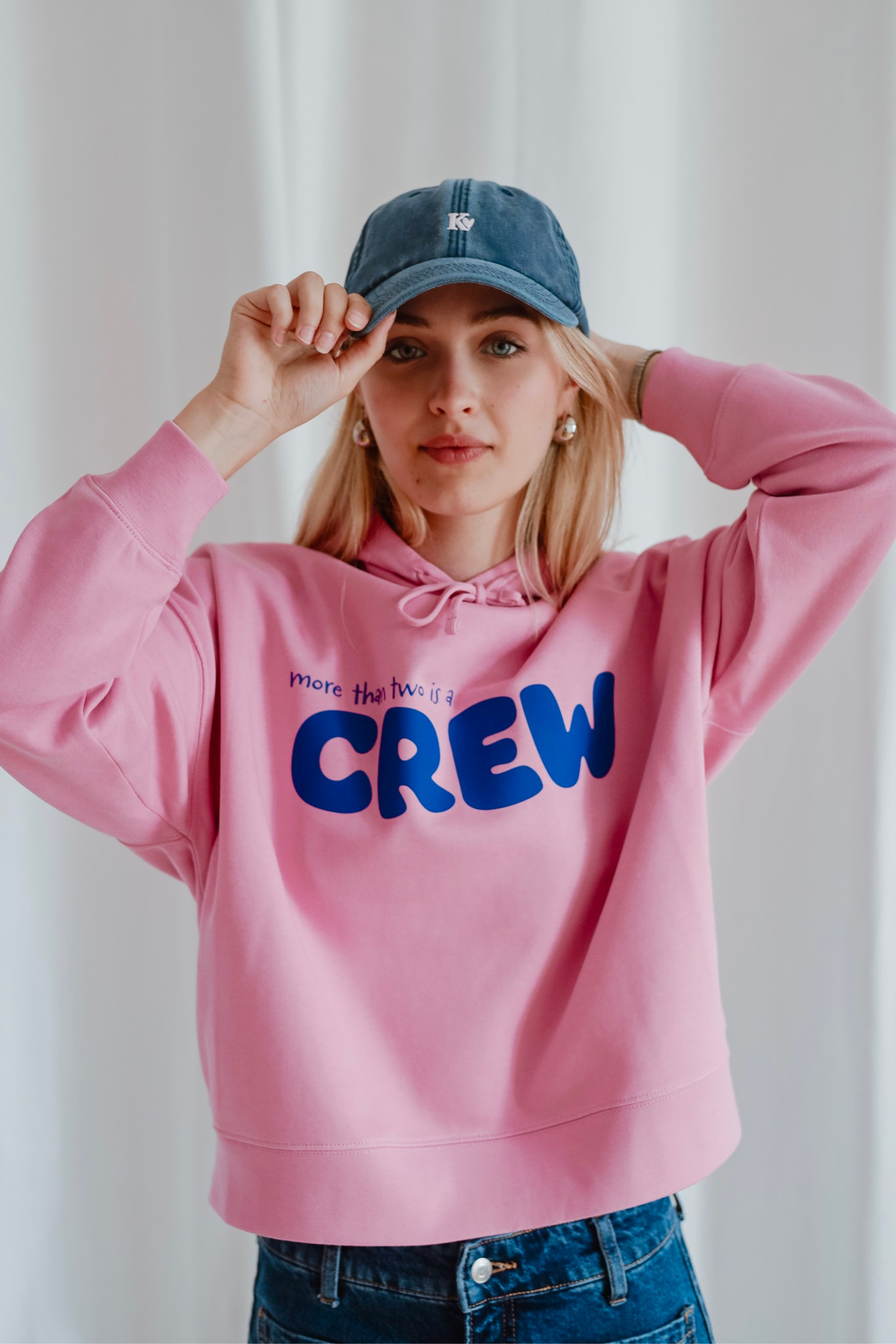Hoodie CREW MORE THAN TWO pink/ blue