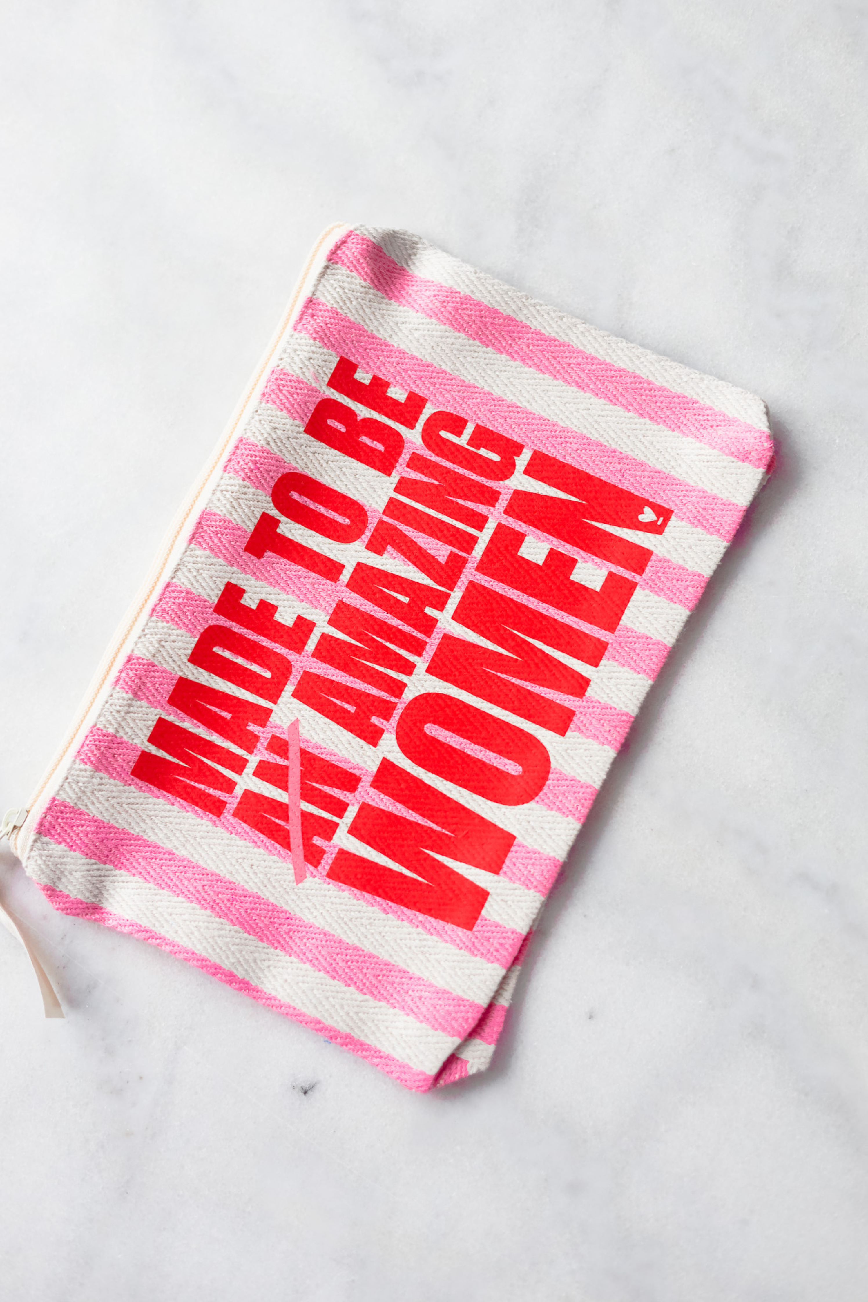 Pouchette AMAZING WOMEN pink stripes