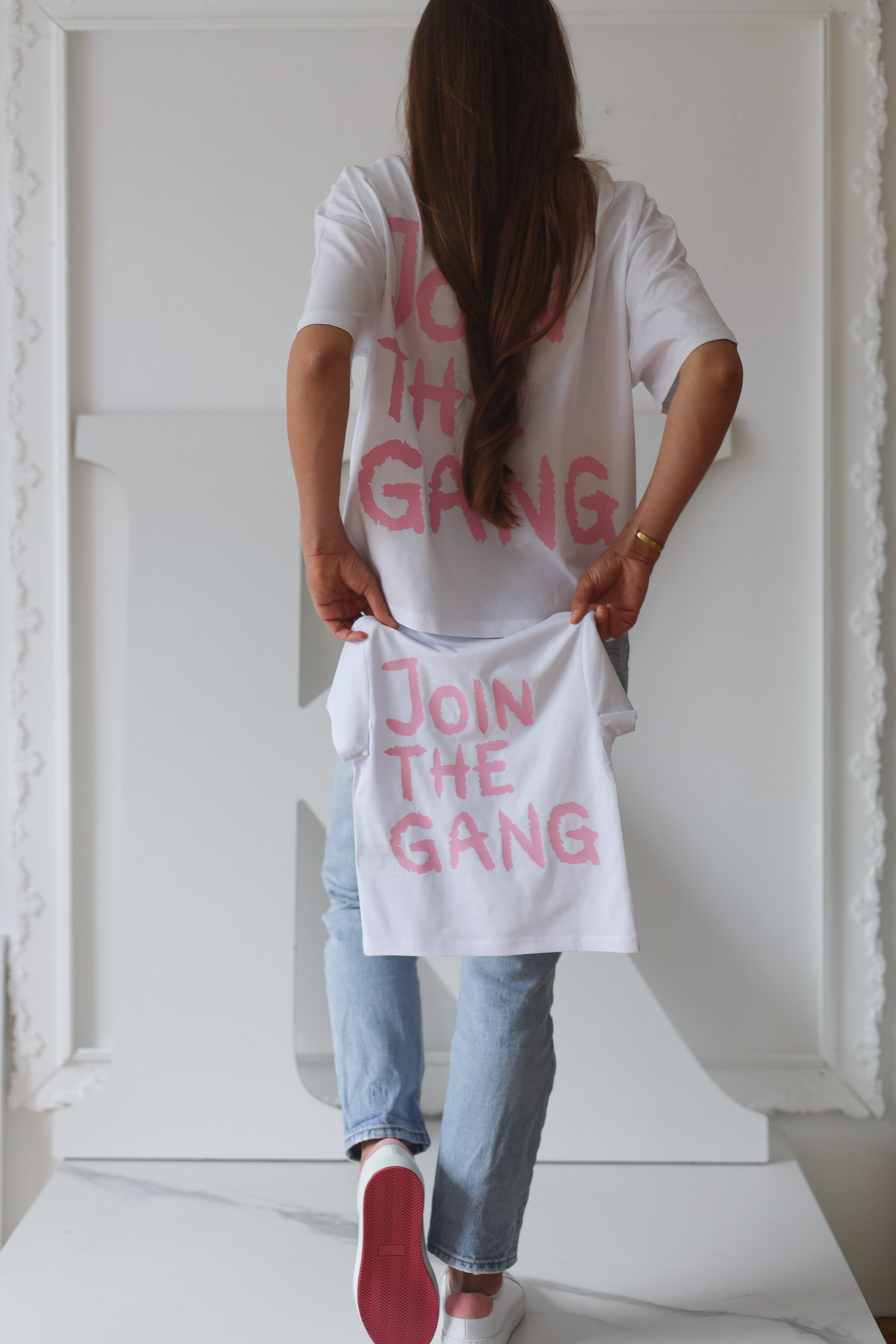 Kids Shirt JOIN THE GANG white/ pink