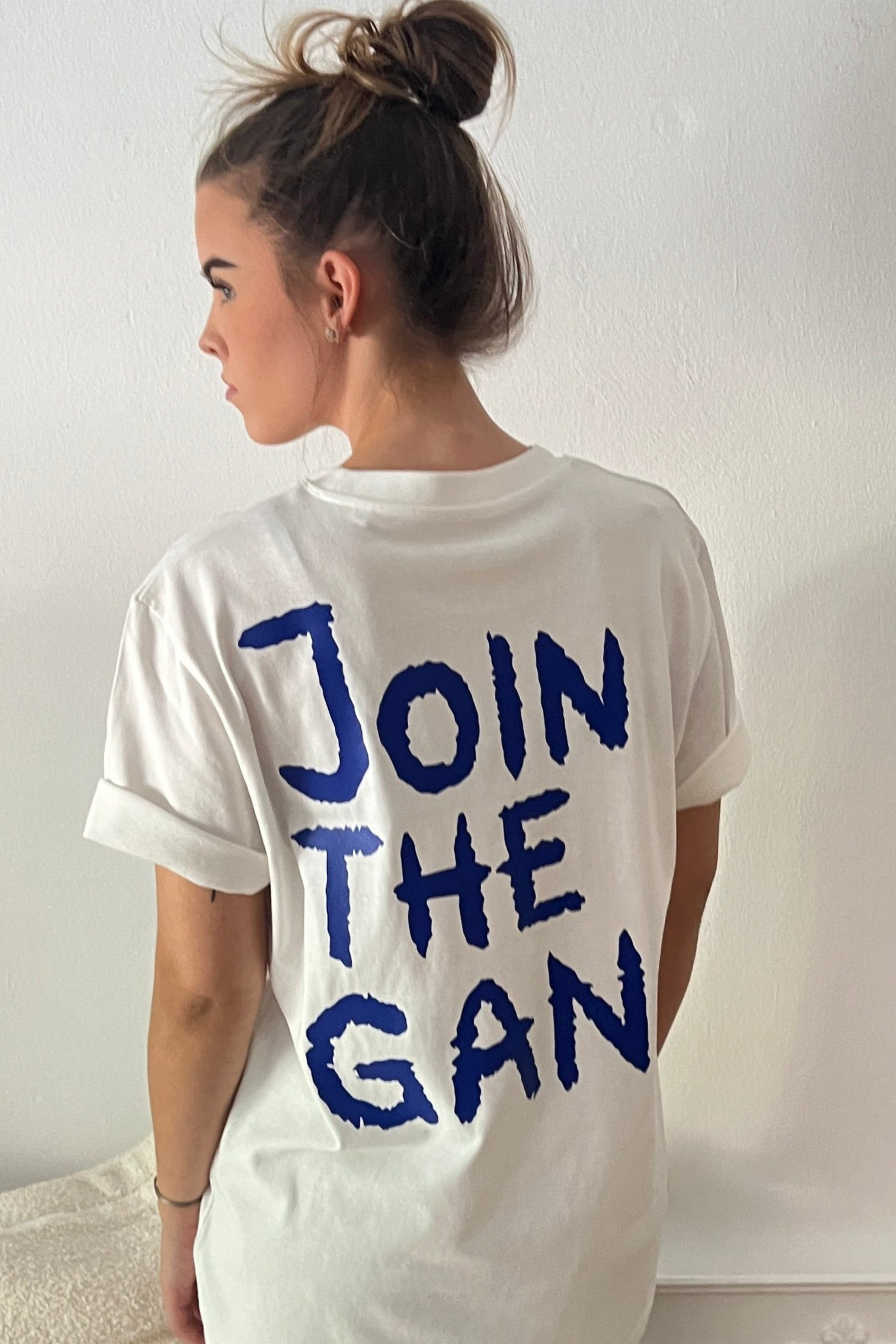 Shirt JOIN THE GANG off-white/ blue