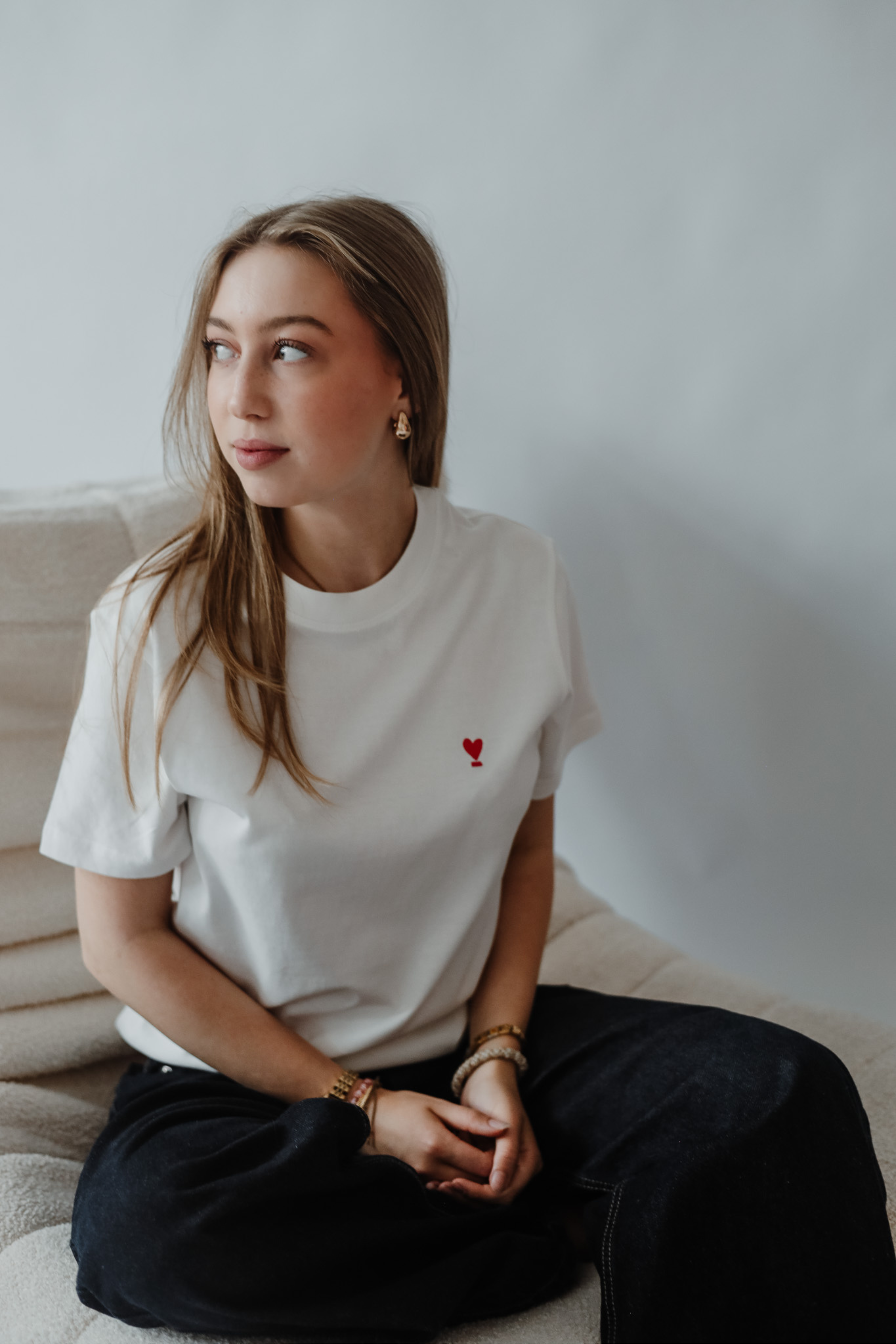 Shirt WE LIFT LOVE off-white/ red