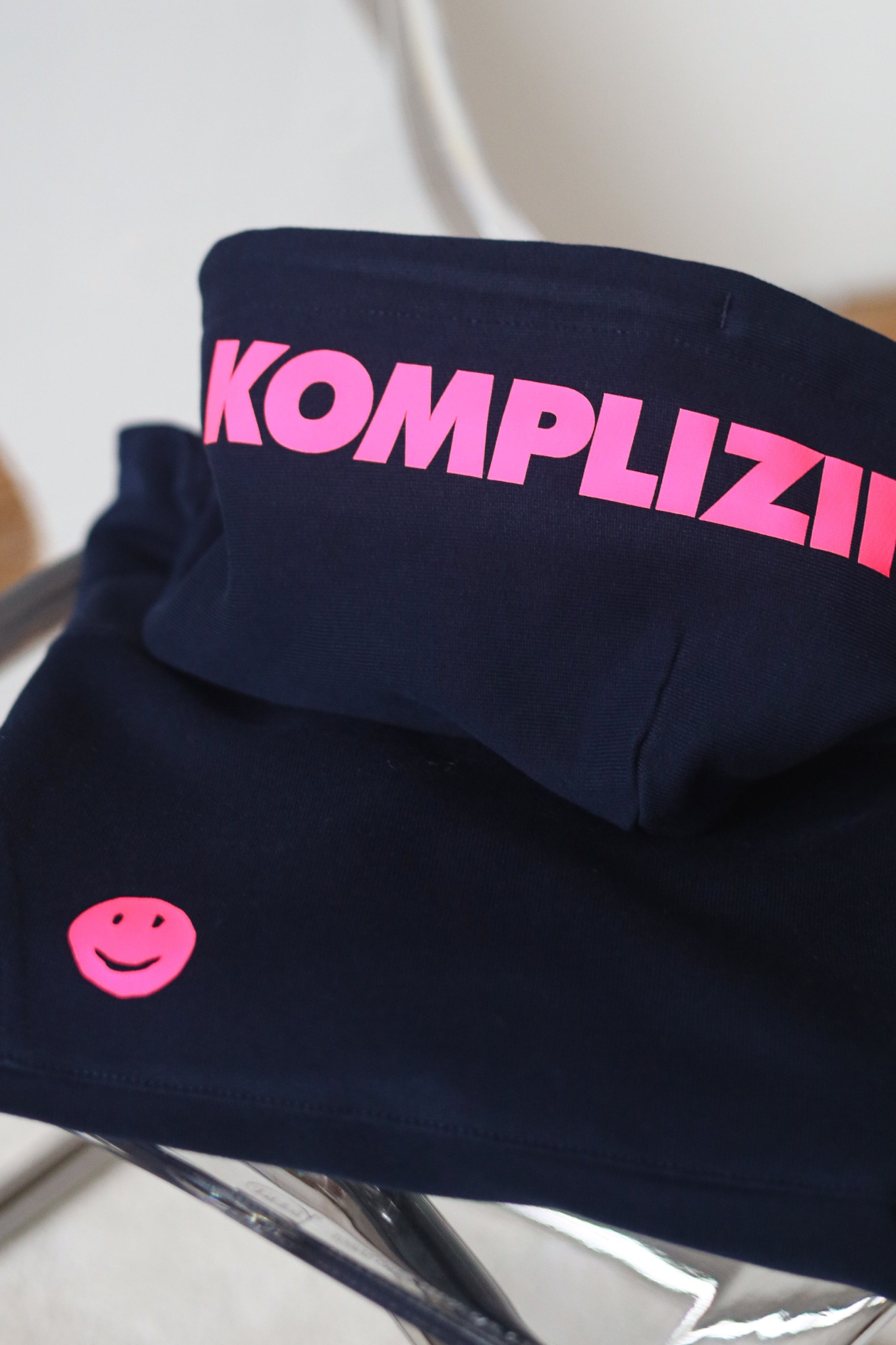 Kids Hoodie SMILEY navy/ neon-pink