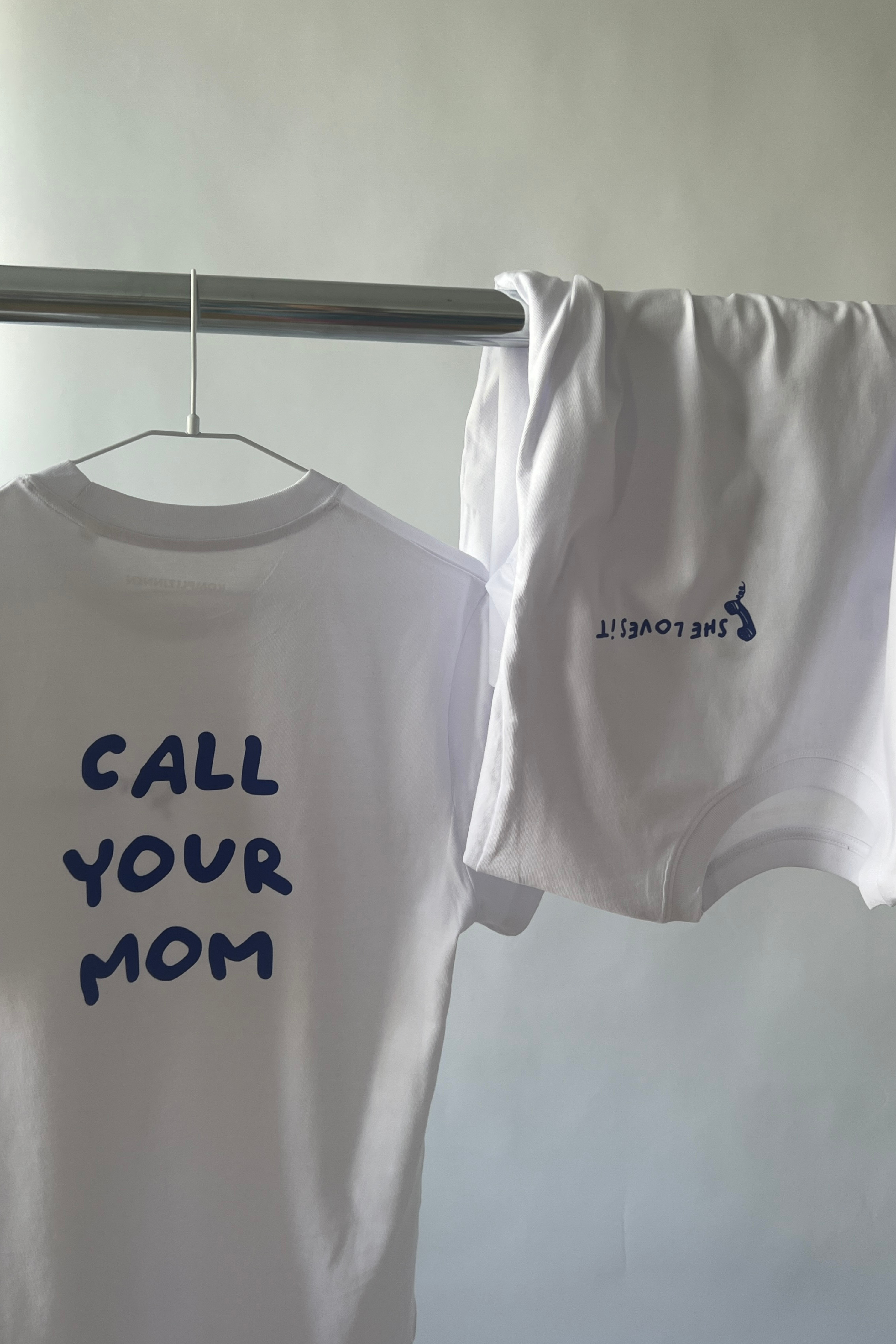 Shirt CALL YOUR MOM white/ blue