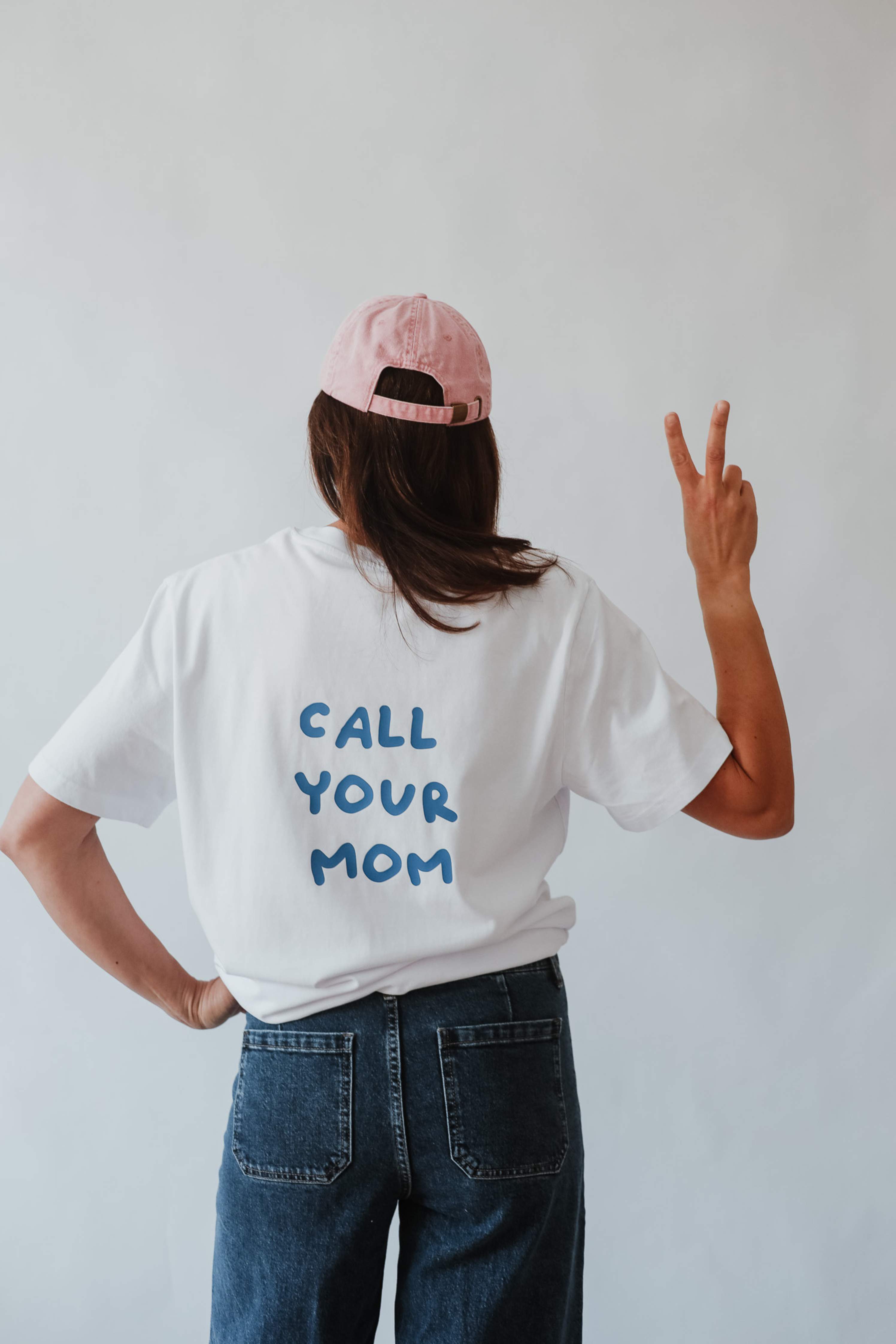 Shirt CALL YOUR MOM white/ blue