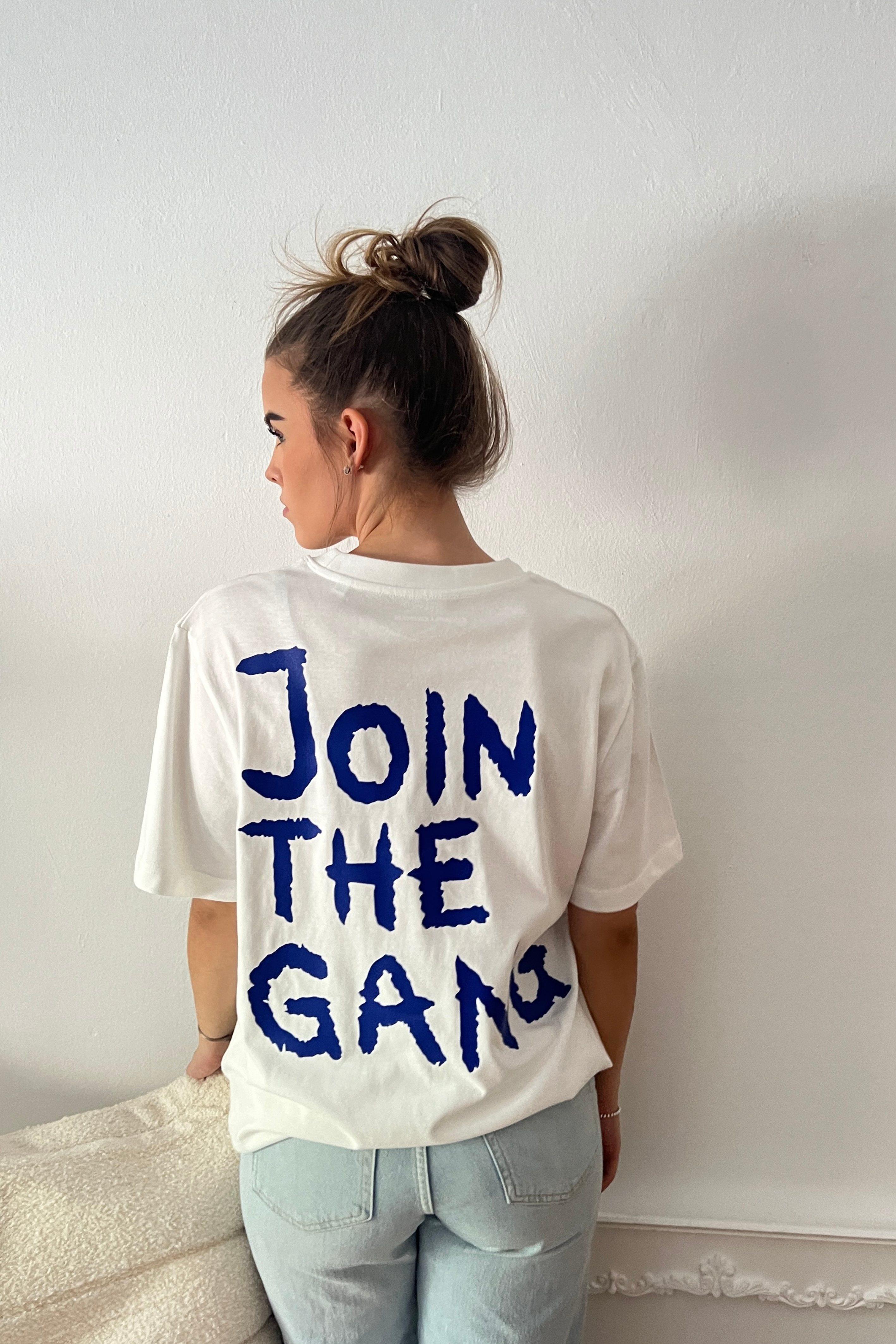 Shirt JOIN THE GANG off-white/ blue