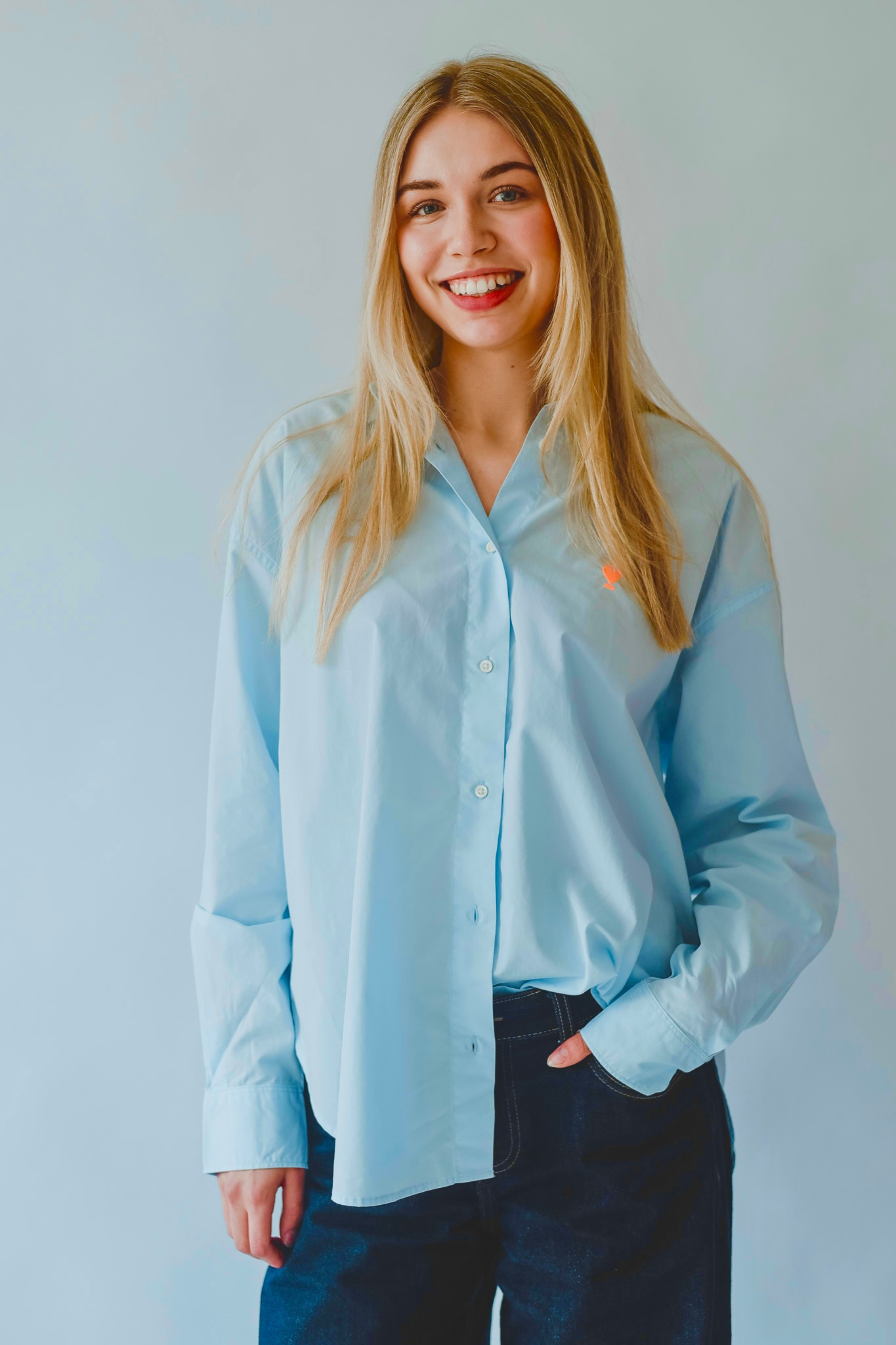 Hemd/ Bluse WE LIFT LOVE sky-blue/ neon-orange