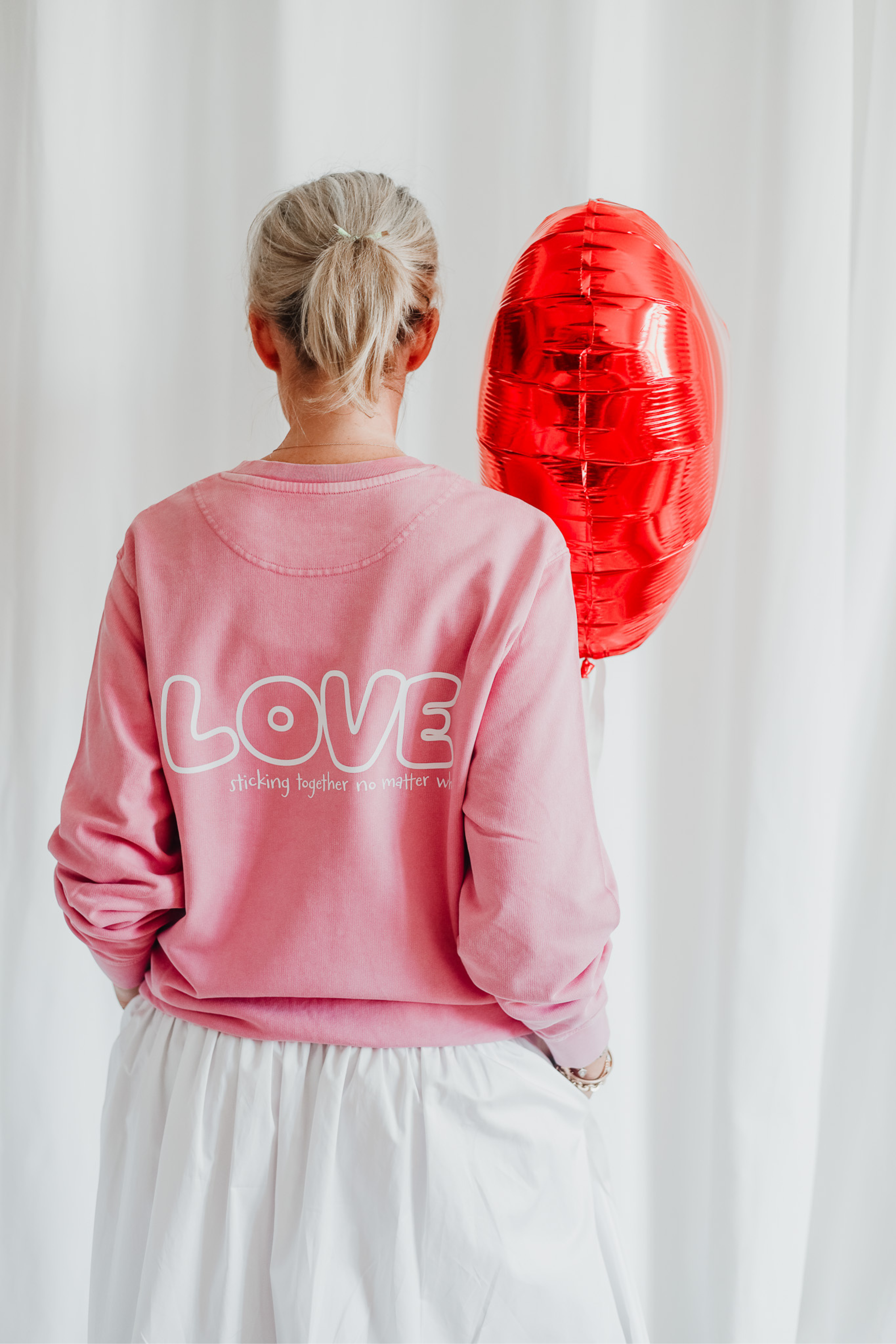 CREWLOVE MORE THAN TWO Sweater pink/ weiß