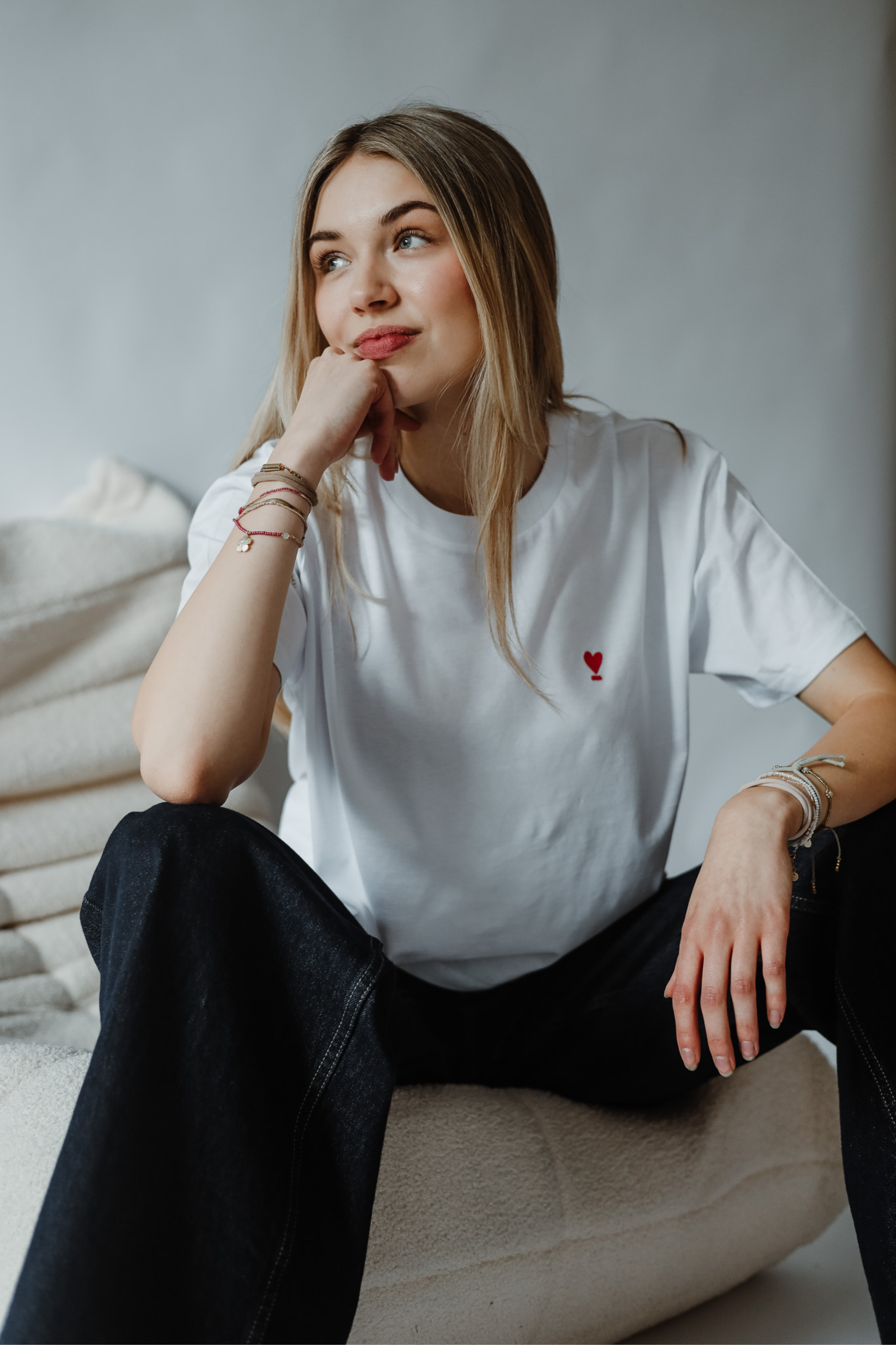 Shirt Crop WE LIFT LOVE white/ red
