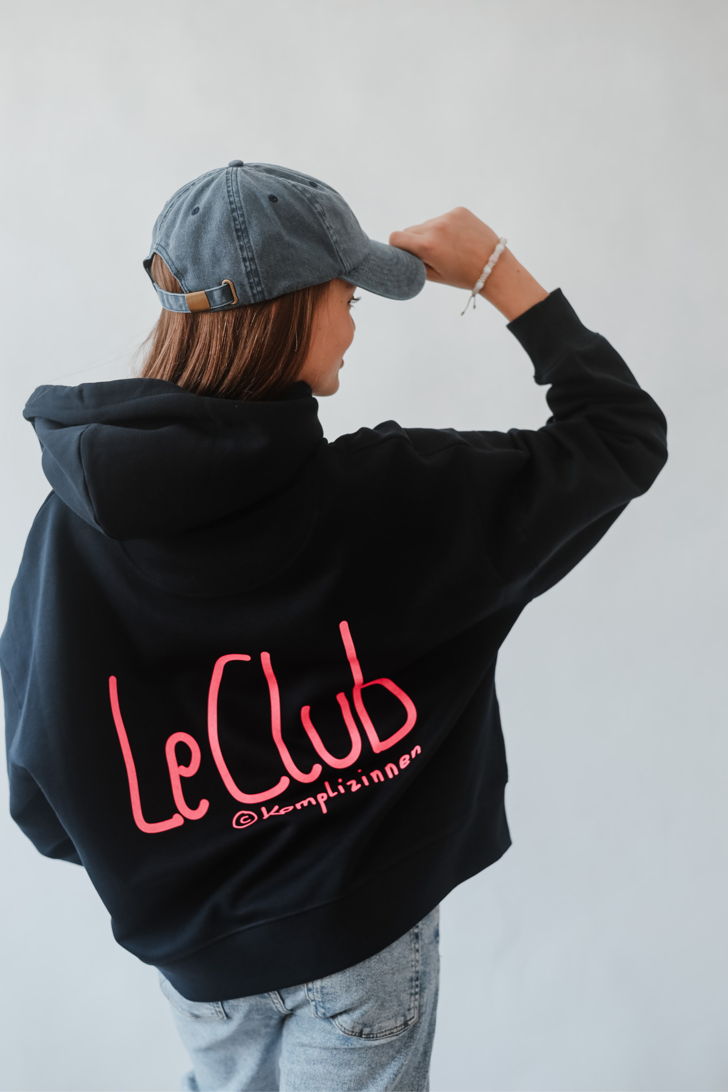 Hoodie Crop LE CLUB navy/ neon-pink