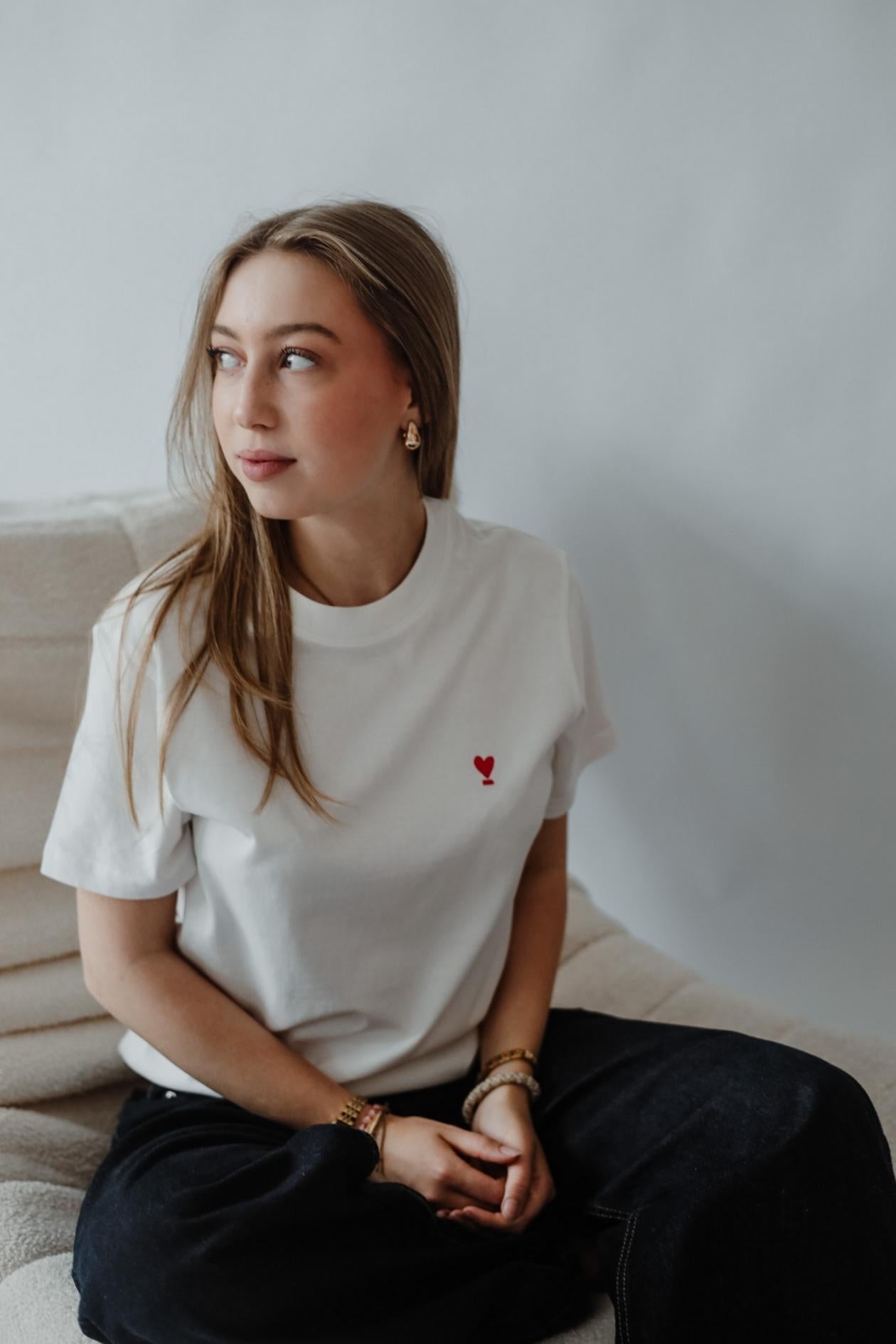 Shirt WE LIFT LOVE off-white/ red