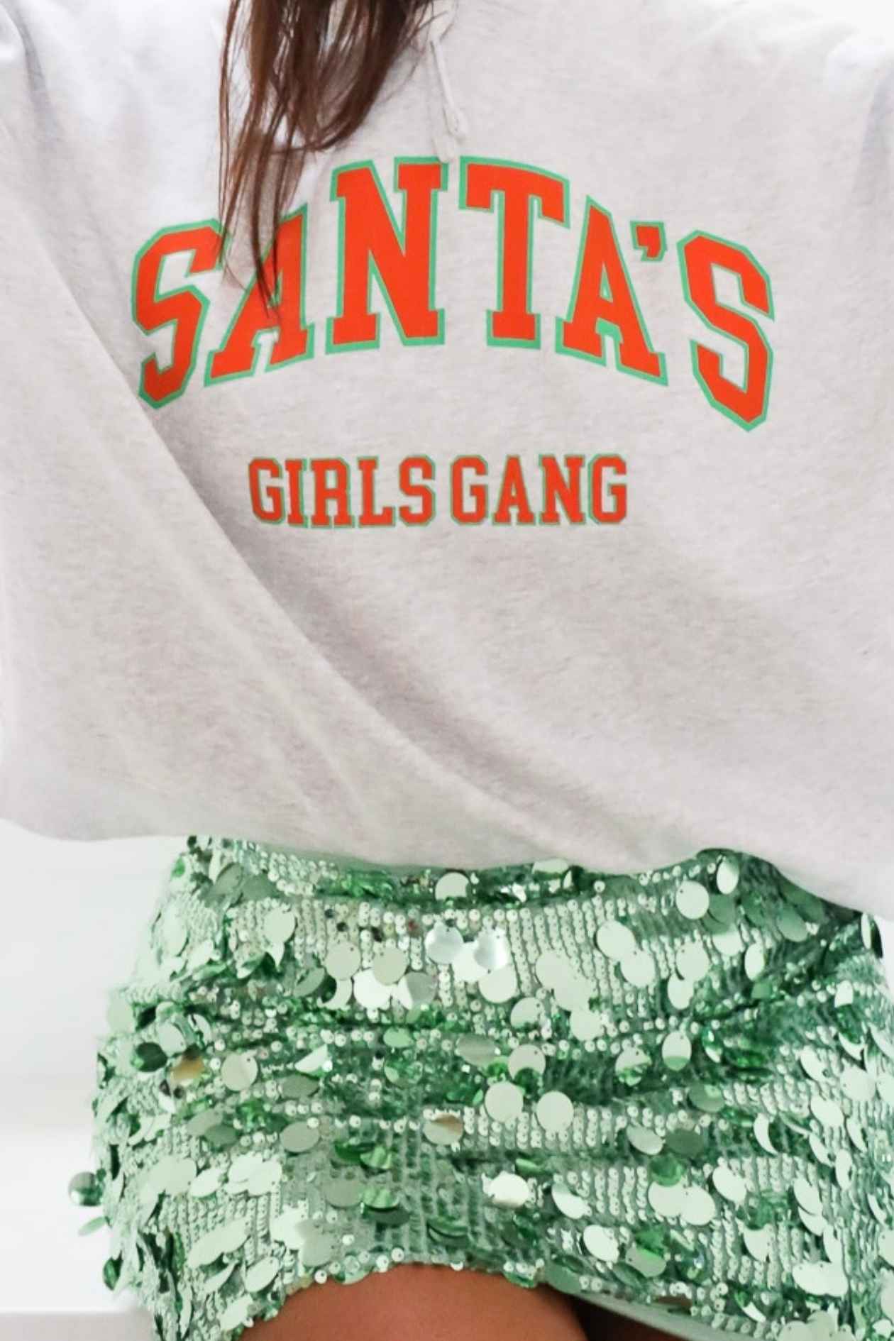 Hoodie Crop SANTA´S GIRLS GANG grey