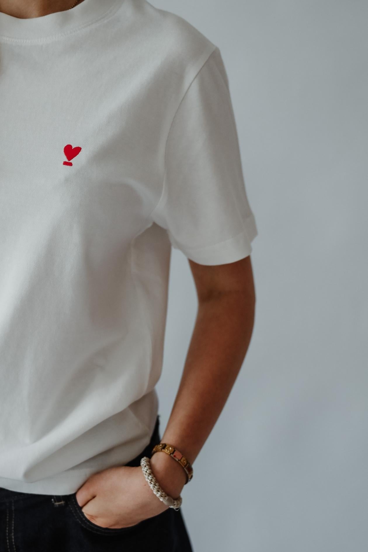 Shirt WE LIFT LOVE off-white/ red