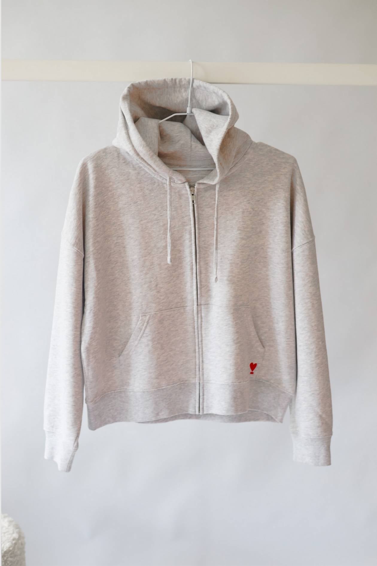 Sweater Jacke WE LIFT LOVE light grey/ red