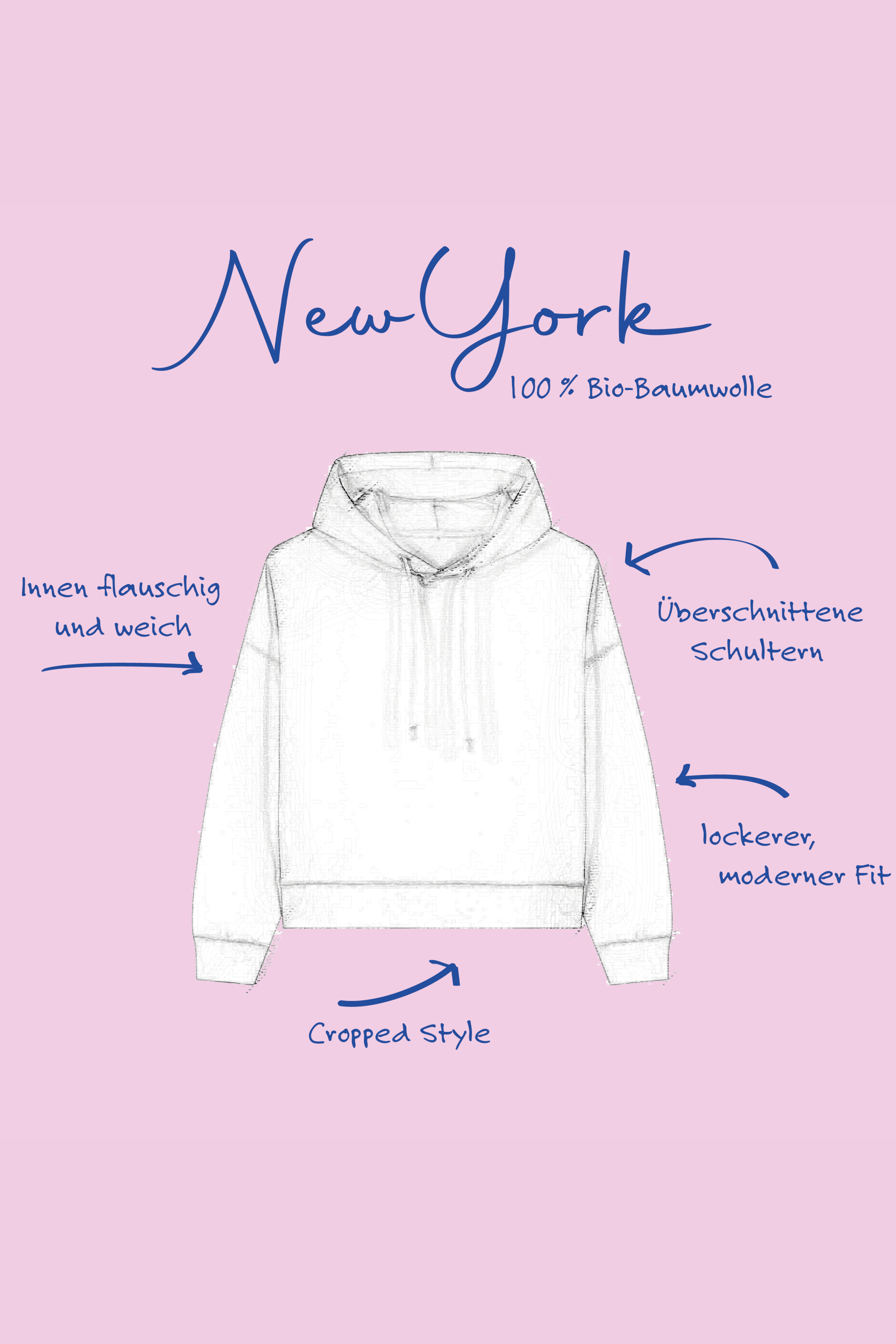 Hoodie Crop CREW MORE THAN TWO pink/ blue