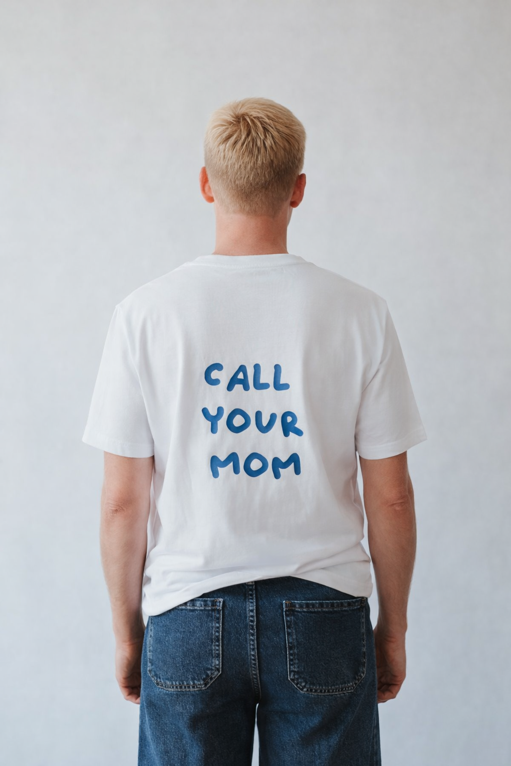 Oversized Shirt CALL YOUR MOM white/ blue