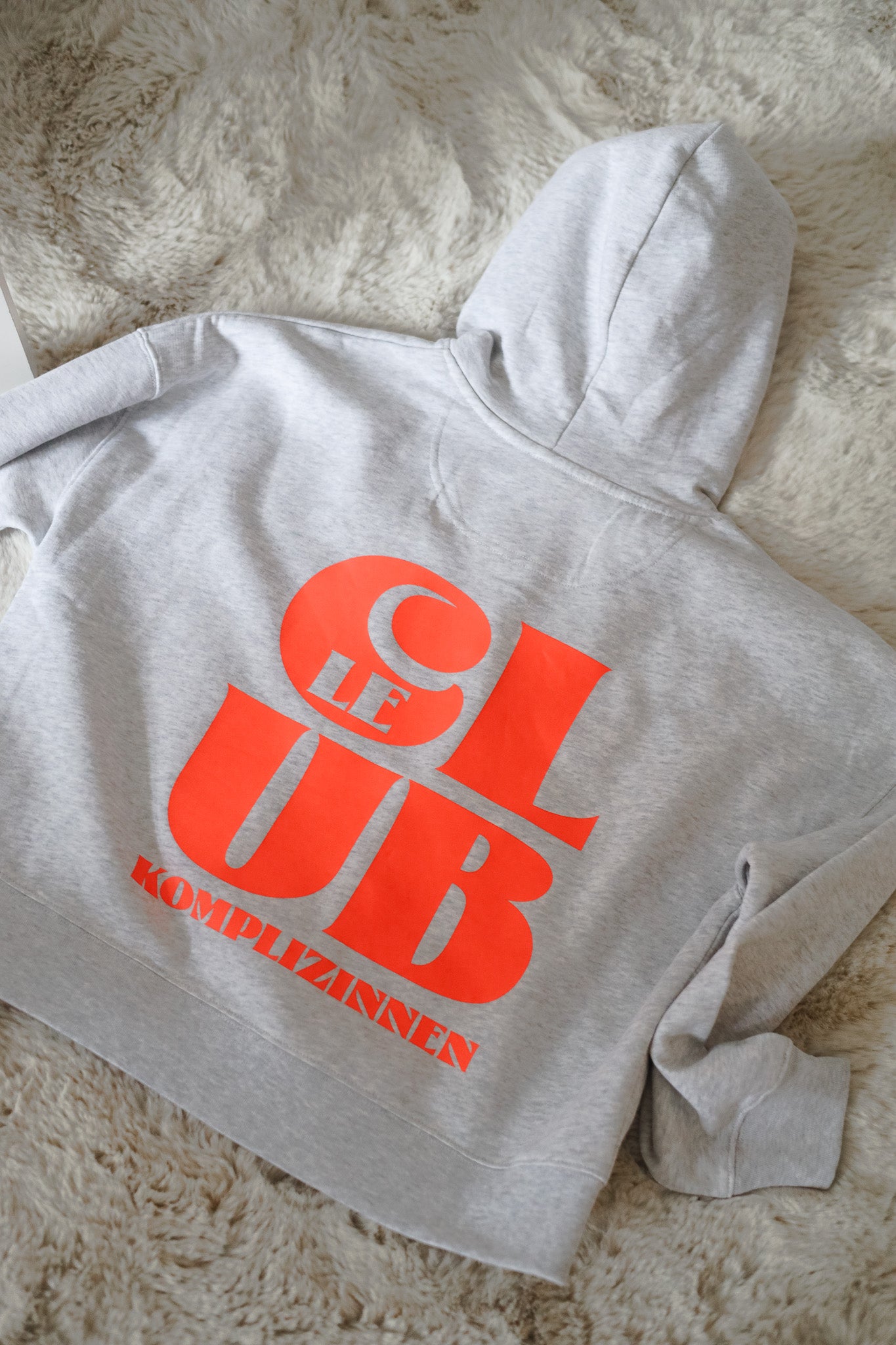 Le Club Hoodie Crop light grey/ orange