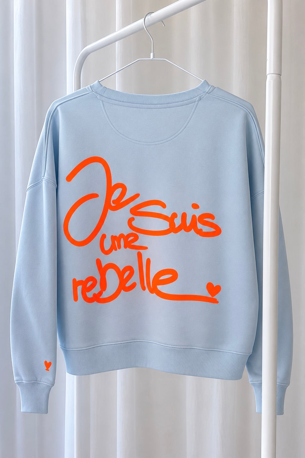 Sweater crop UNE REBELLE sky blue/ neon orange