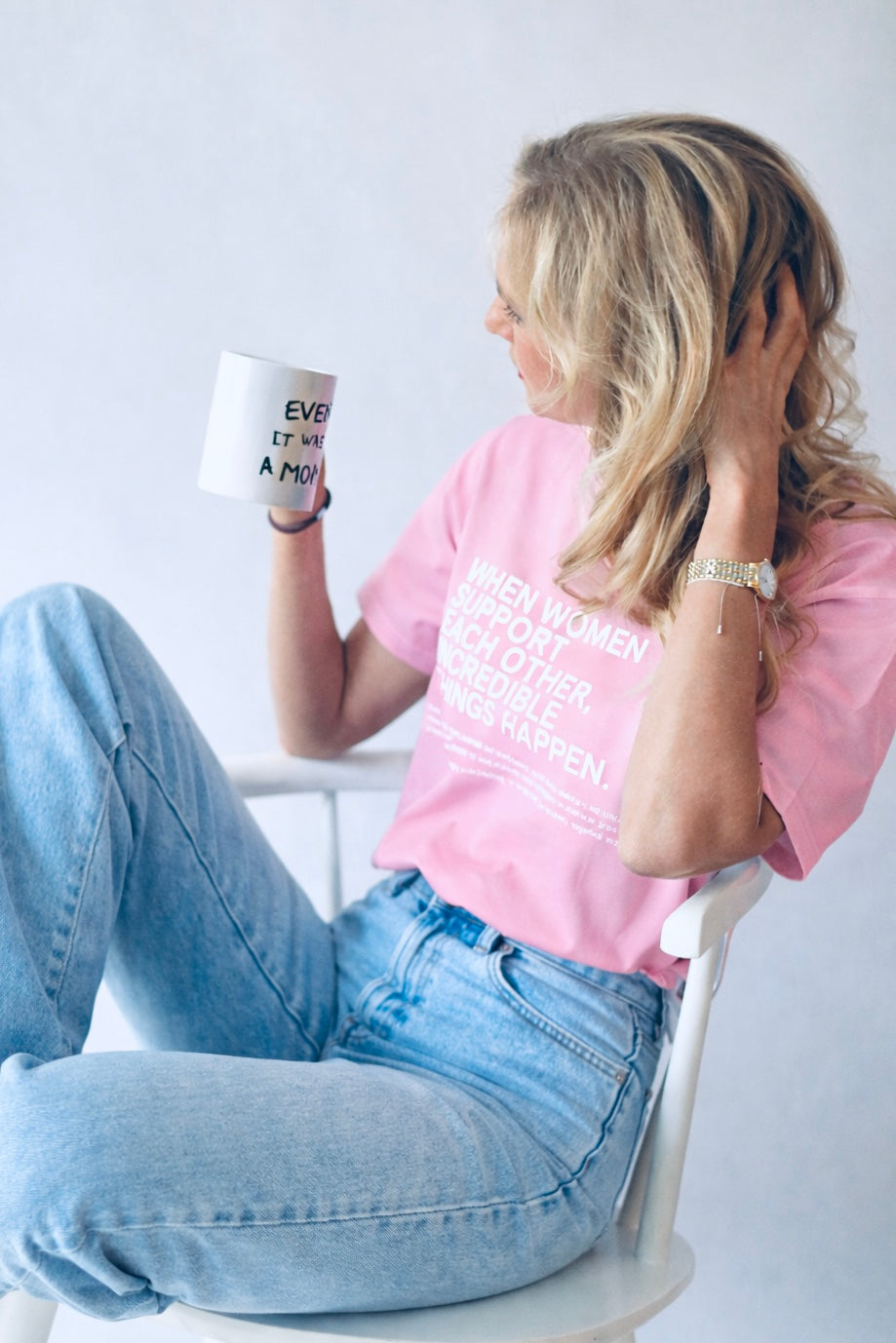 Shirt WOMEN SUPPORT pink/ white