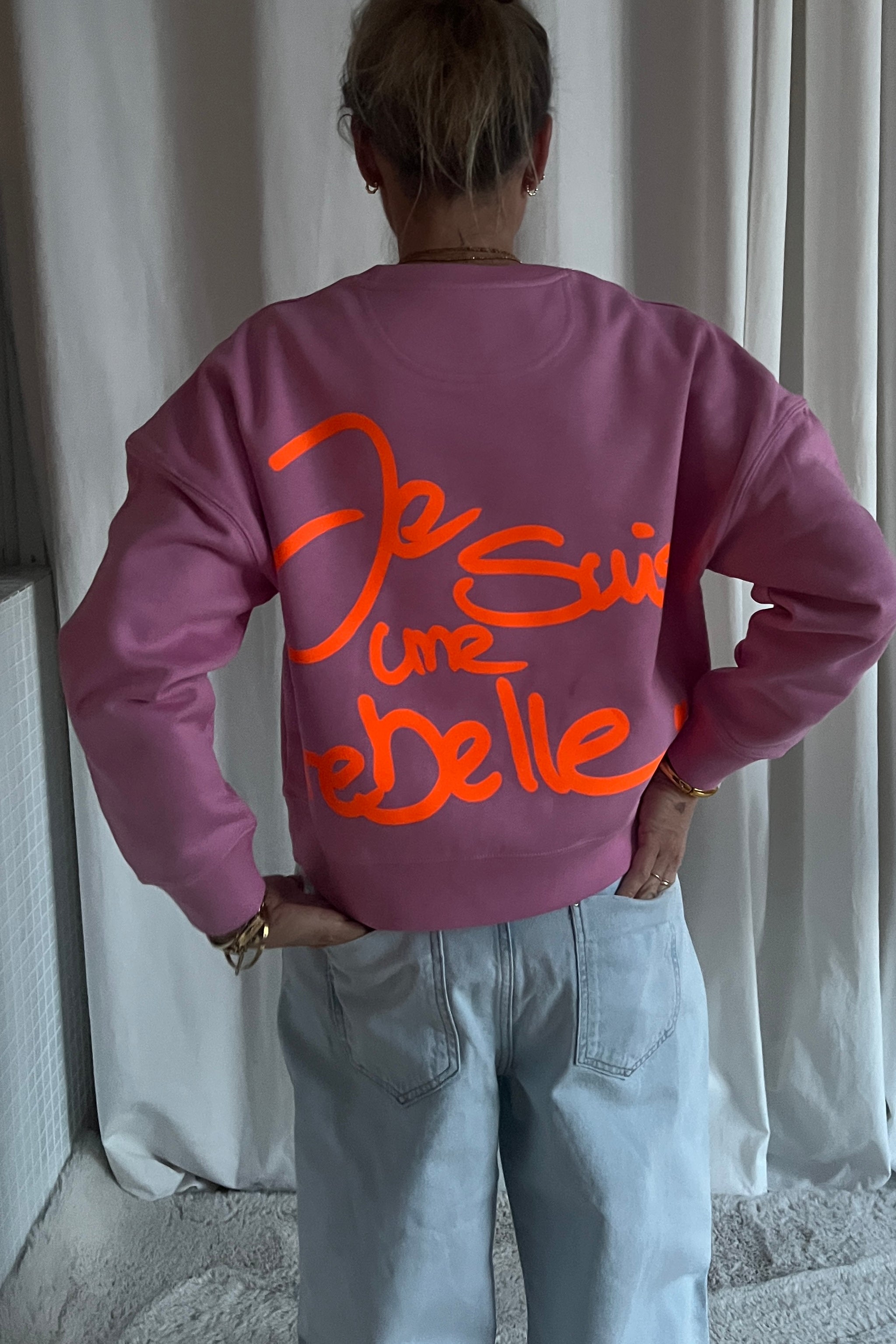 Sweater crop UNE REBELLE pink/ neon orange
