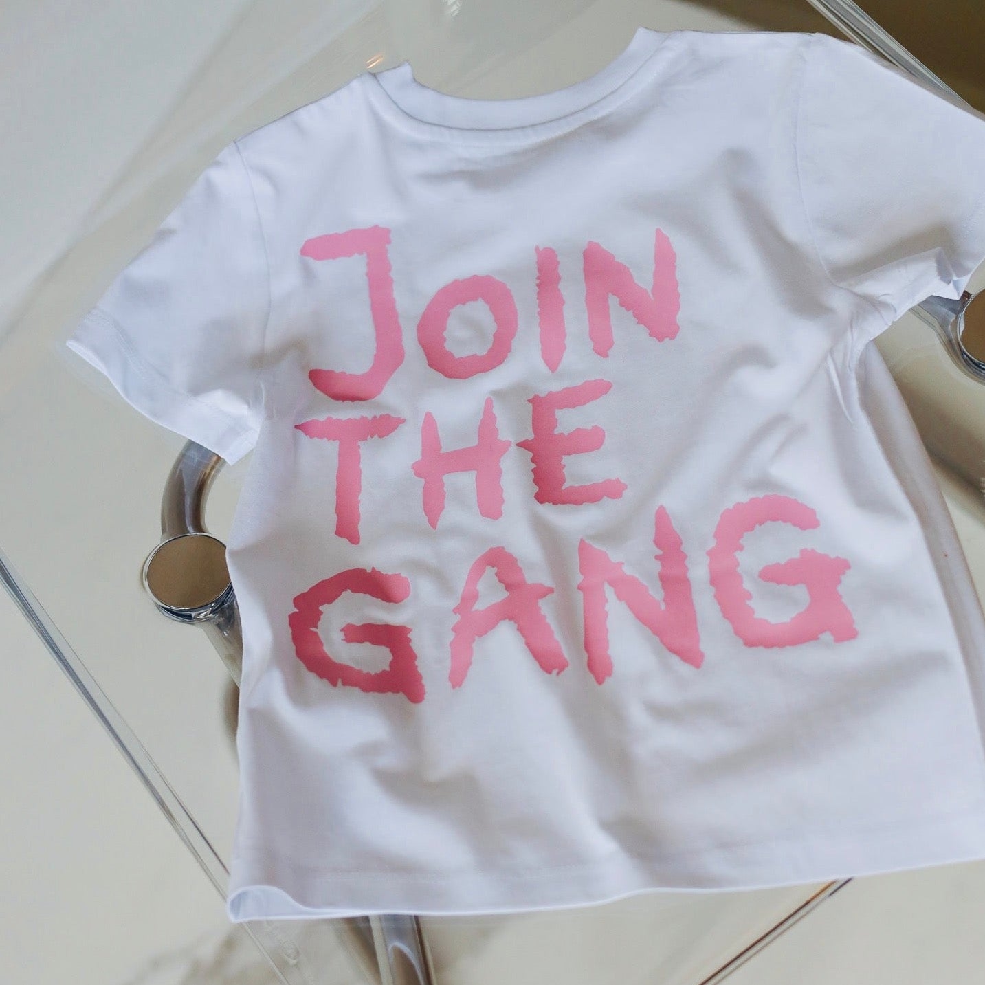 JOIN THE GANG Shirt KIDS weiß/ rosa