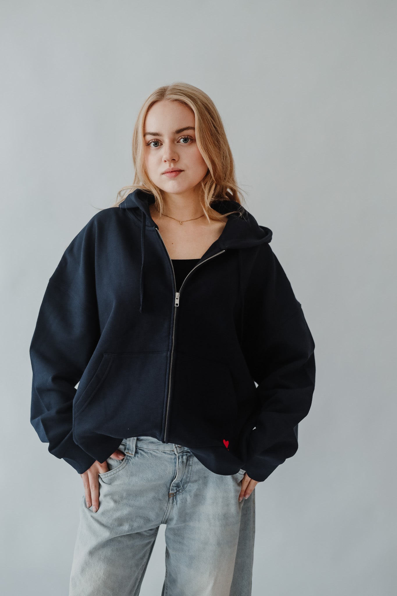 Sweater Jacke WE LIFT LOVE  navy/ red