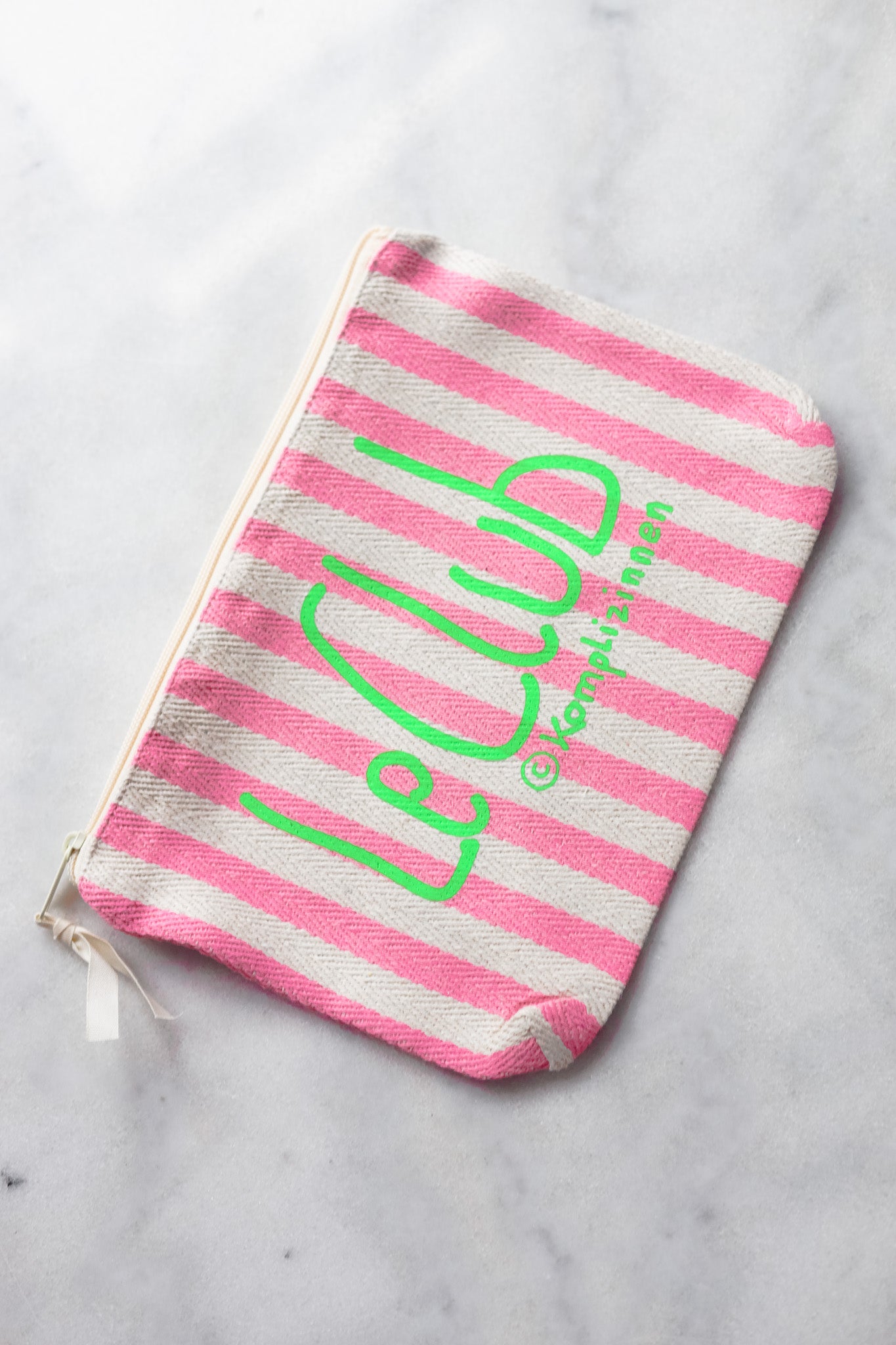 Pouchette LE CLUB pink/ green stripes