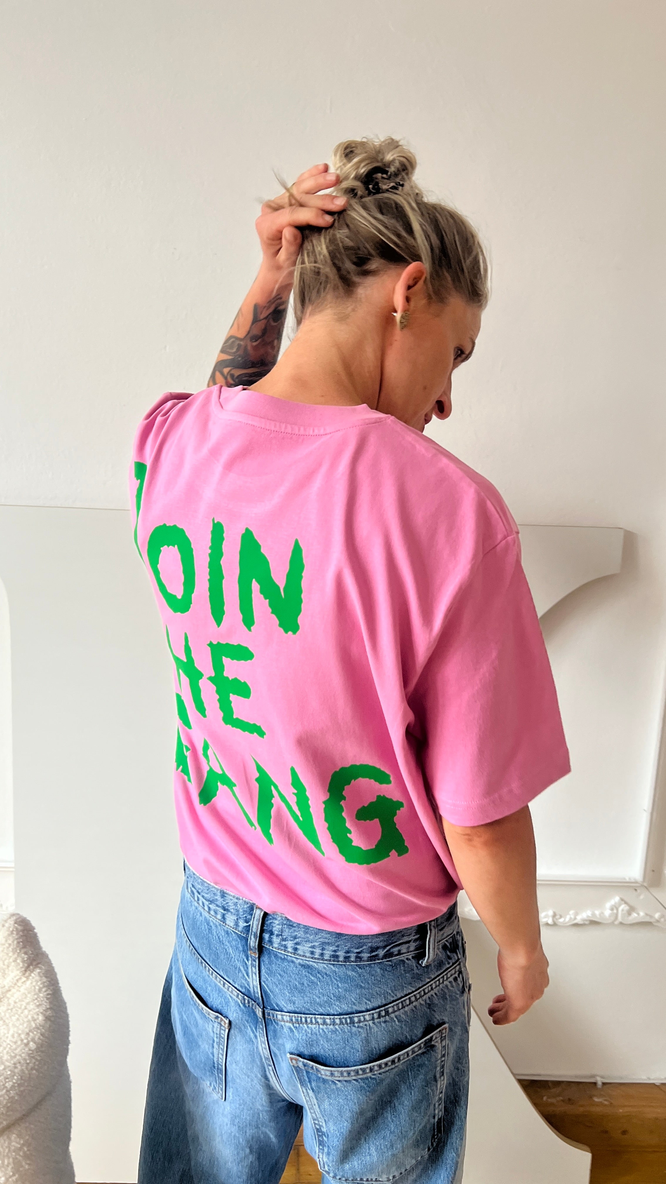 Shirt JOIN THE GANG pink/ grün