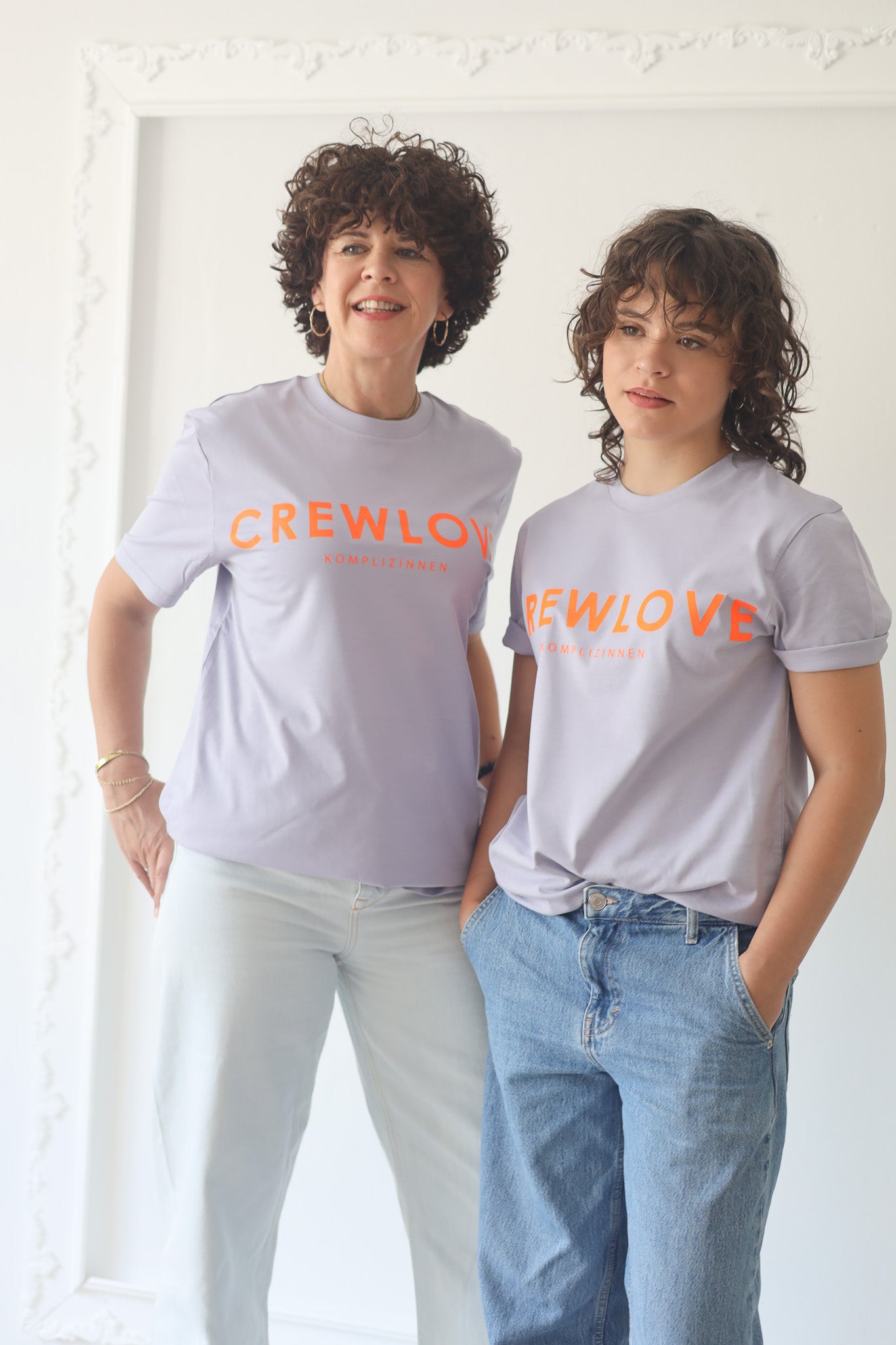 CREWLOVE Shirt flieder/ neon-orange