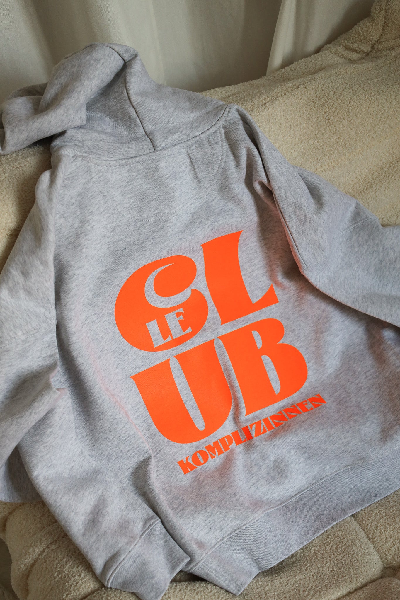 LE CLUB Hoodie CROP grey/ neon orange