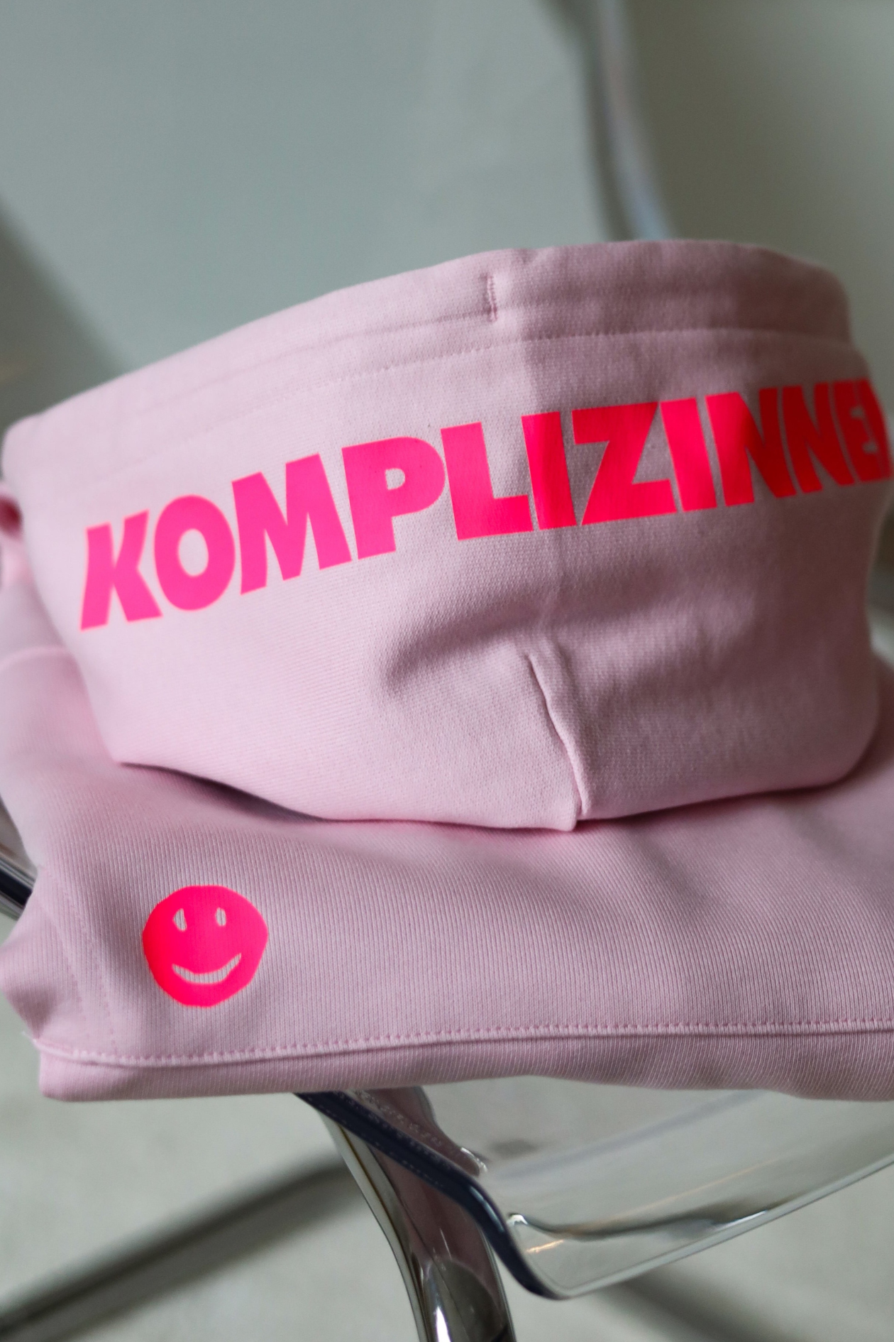 Hoodie SMILEY pink/ neon-pink