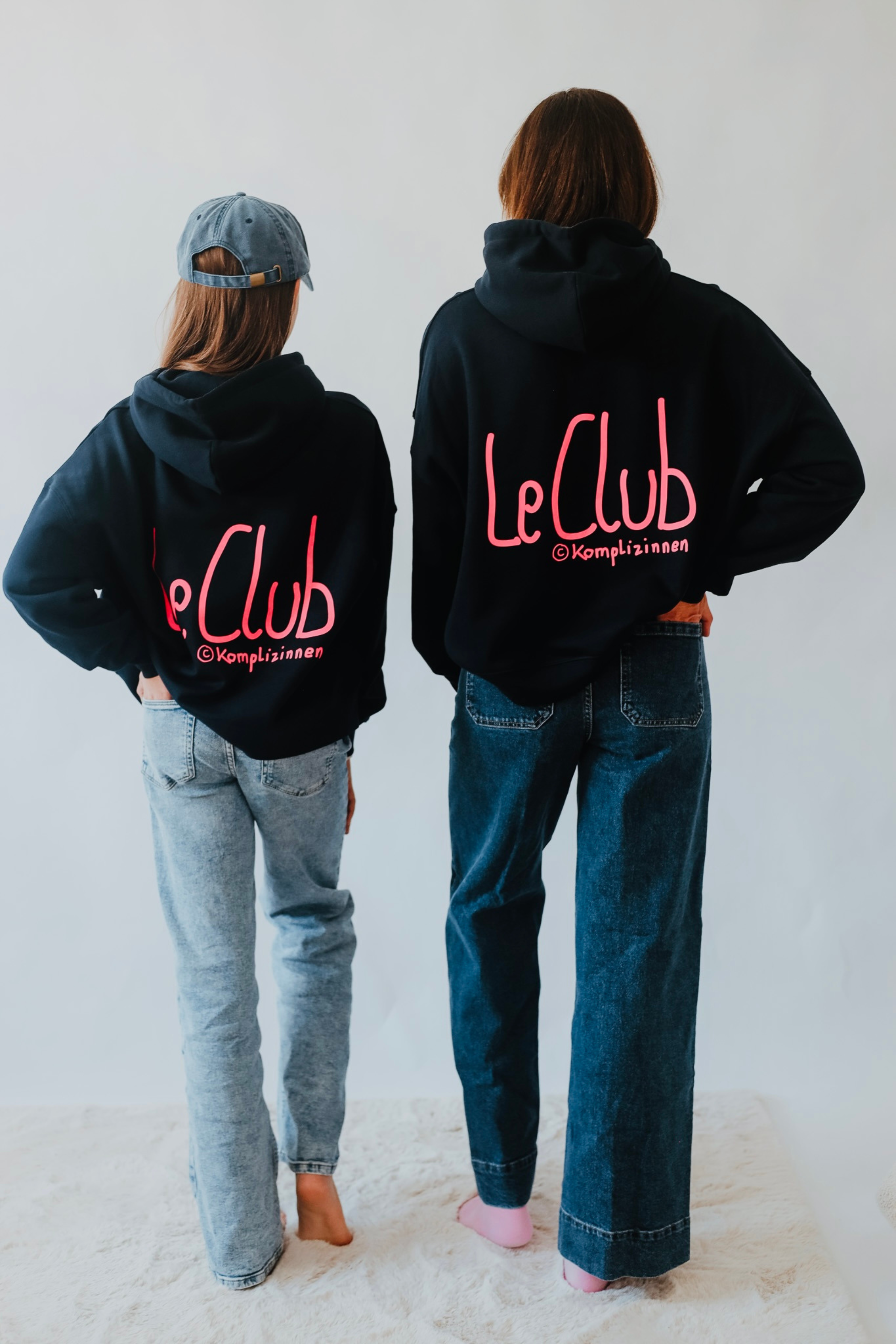 Hoodie Crop LE CLUB navy/ neon-pink