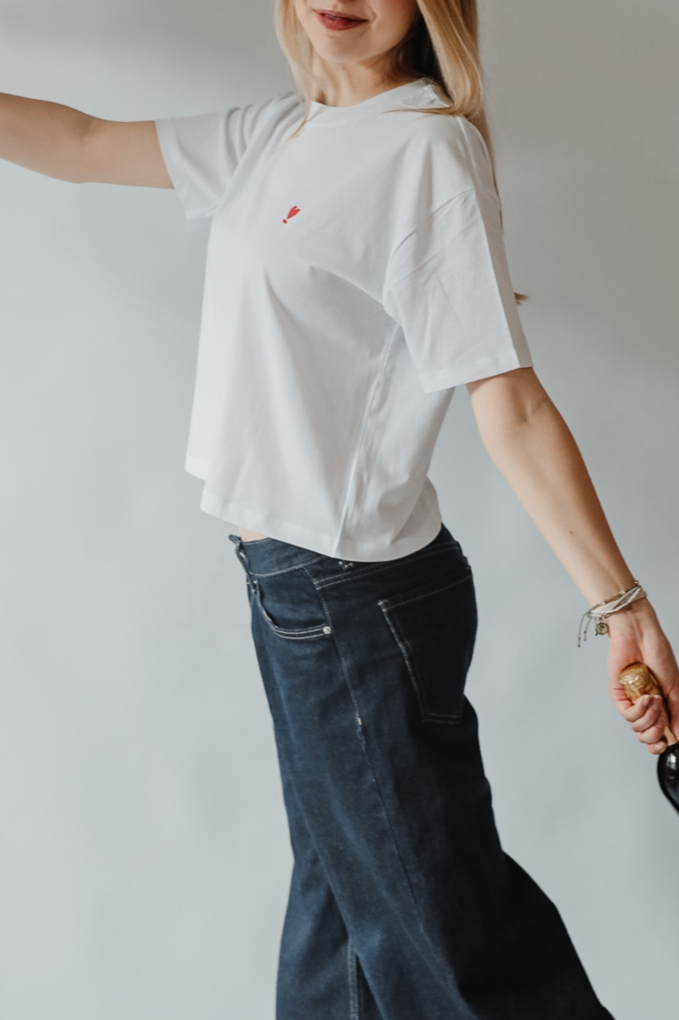 Shirt Crop WE LIFT LOVE white/ red