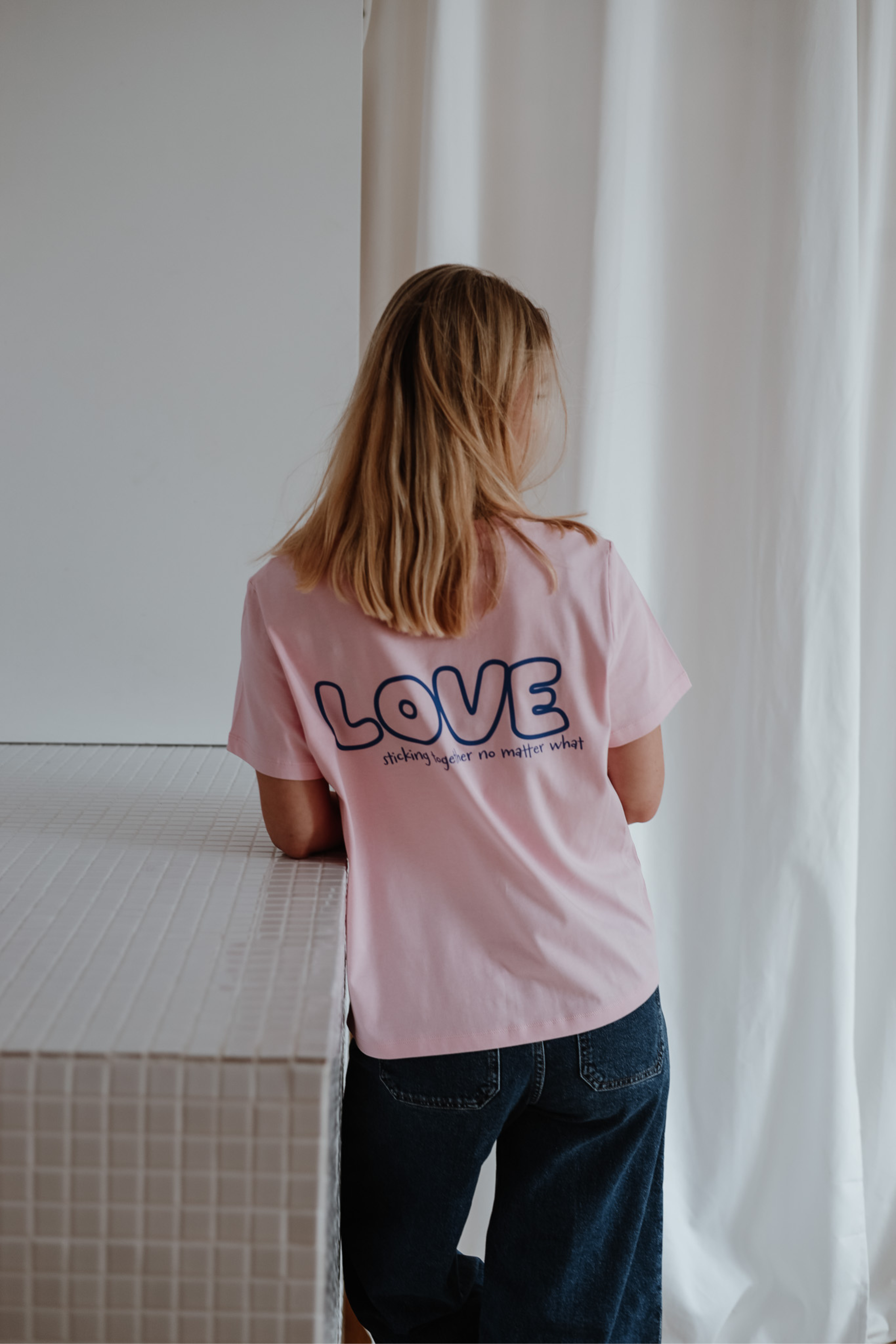 Shirt CREWLOVE more than two pink/ blue