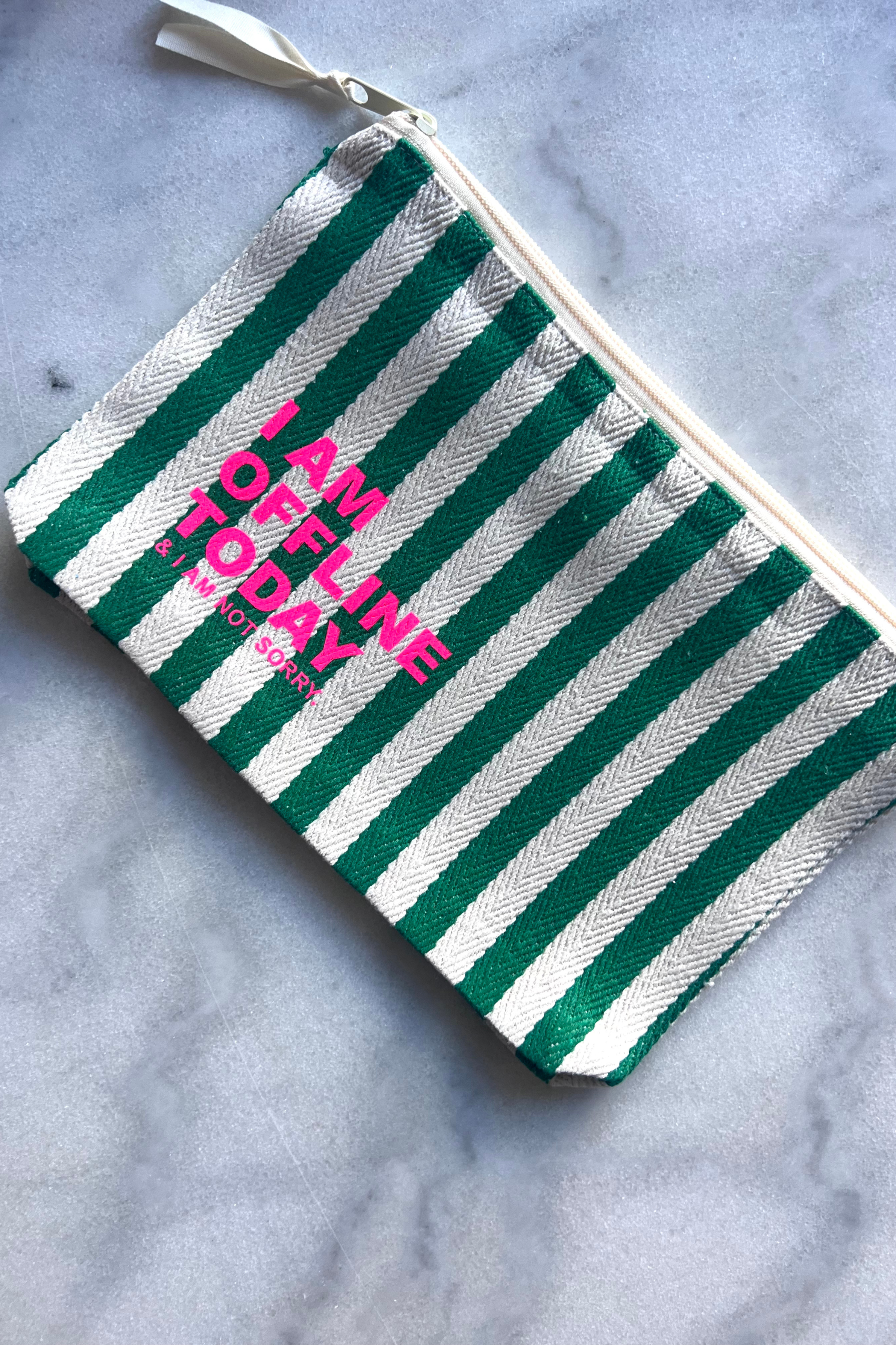 Pouchette OFFLINE green stripes