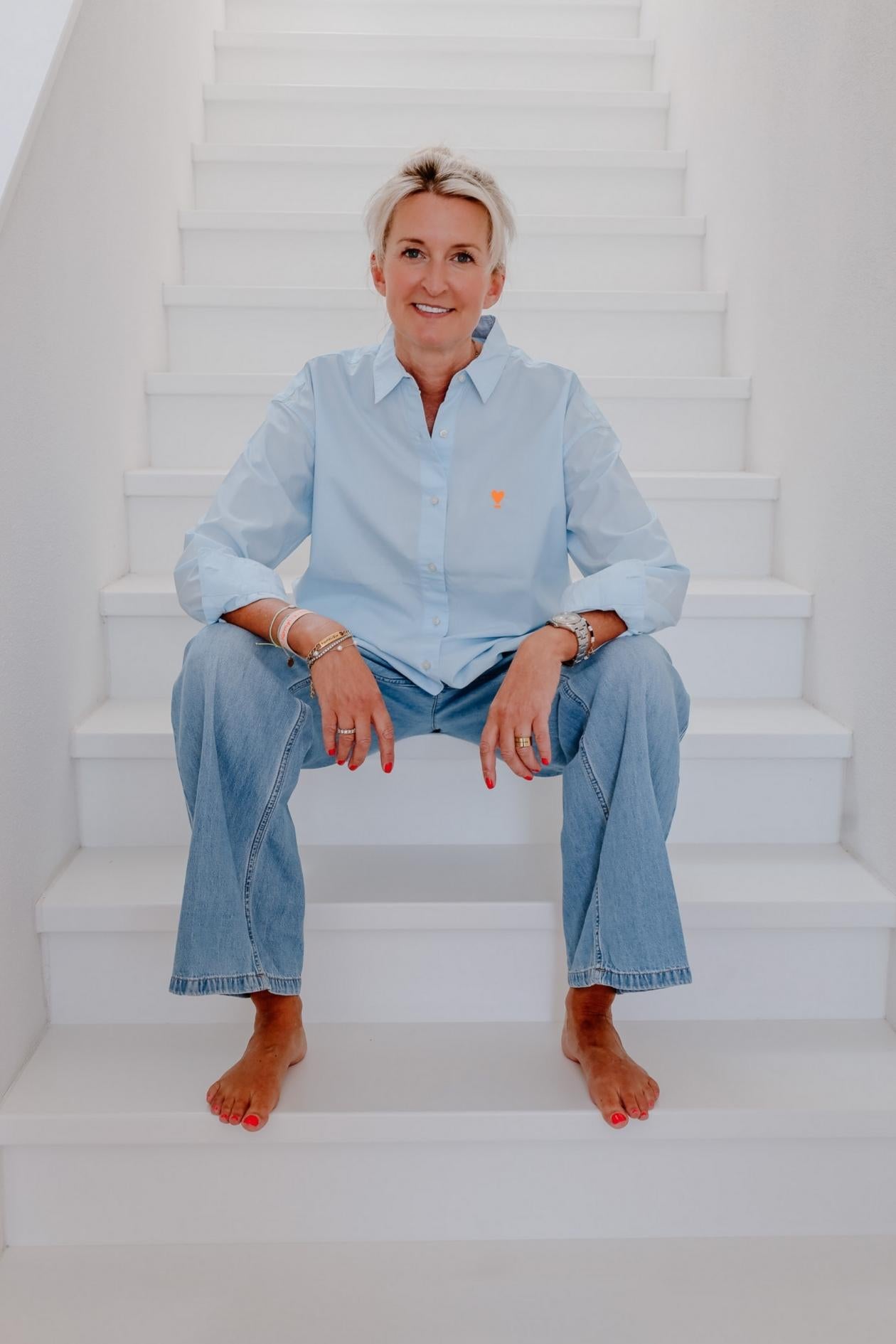 Hemd/ Bluse WE LIFT LOVE sky-blue/ neon-orange