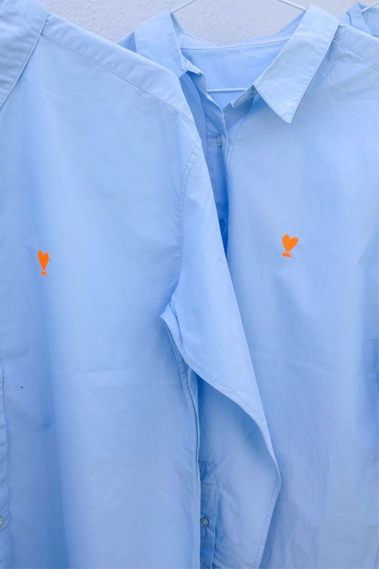 Hemd/ Bluse WE LIFT LOVE sky-blue/ neon-orange