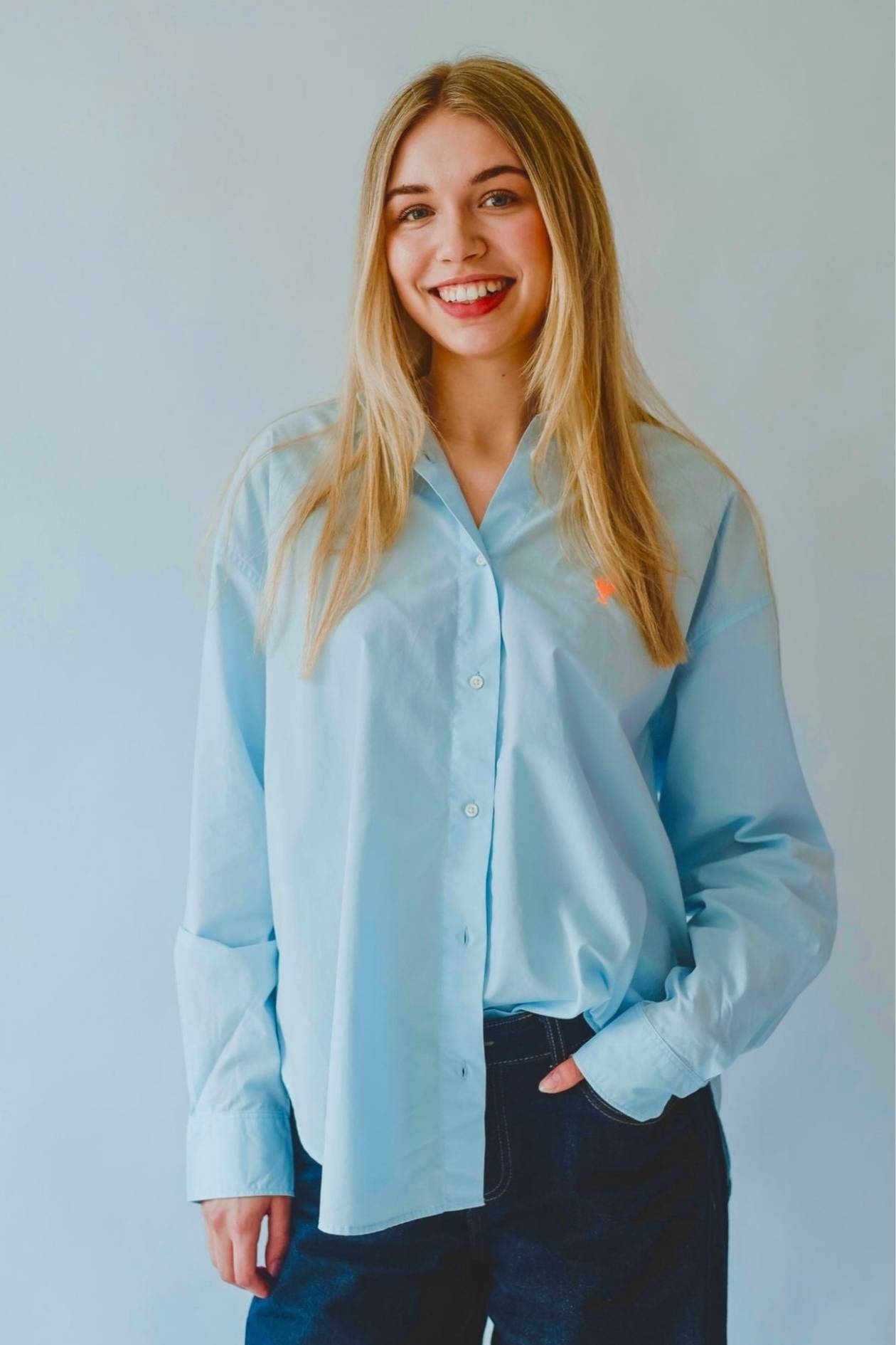 Hemd/ Bluse WE LIFT LOVE sky-blue/ neon-orange